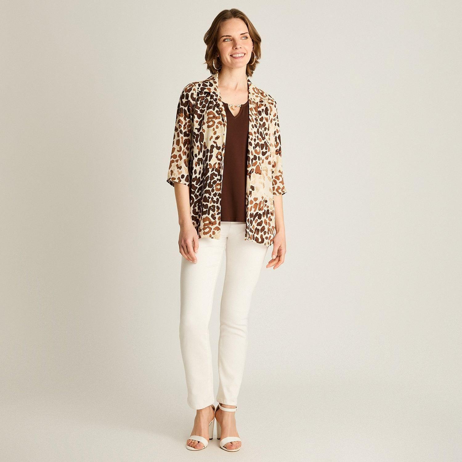 Blusa Mujer Estampado Animal Print Manga 3/4-3