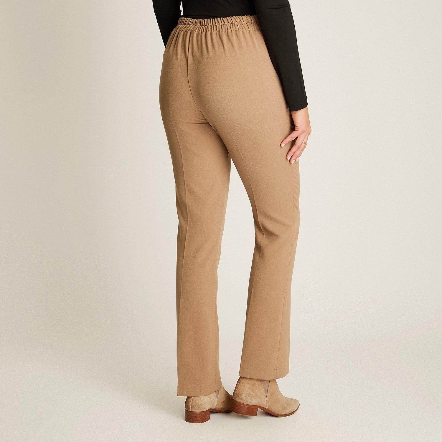 Pantalón Camel Básico Recto con Pretina Elasticada-1