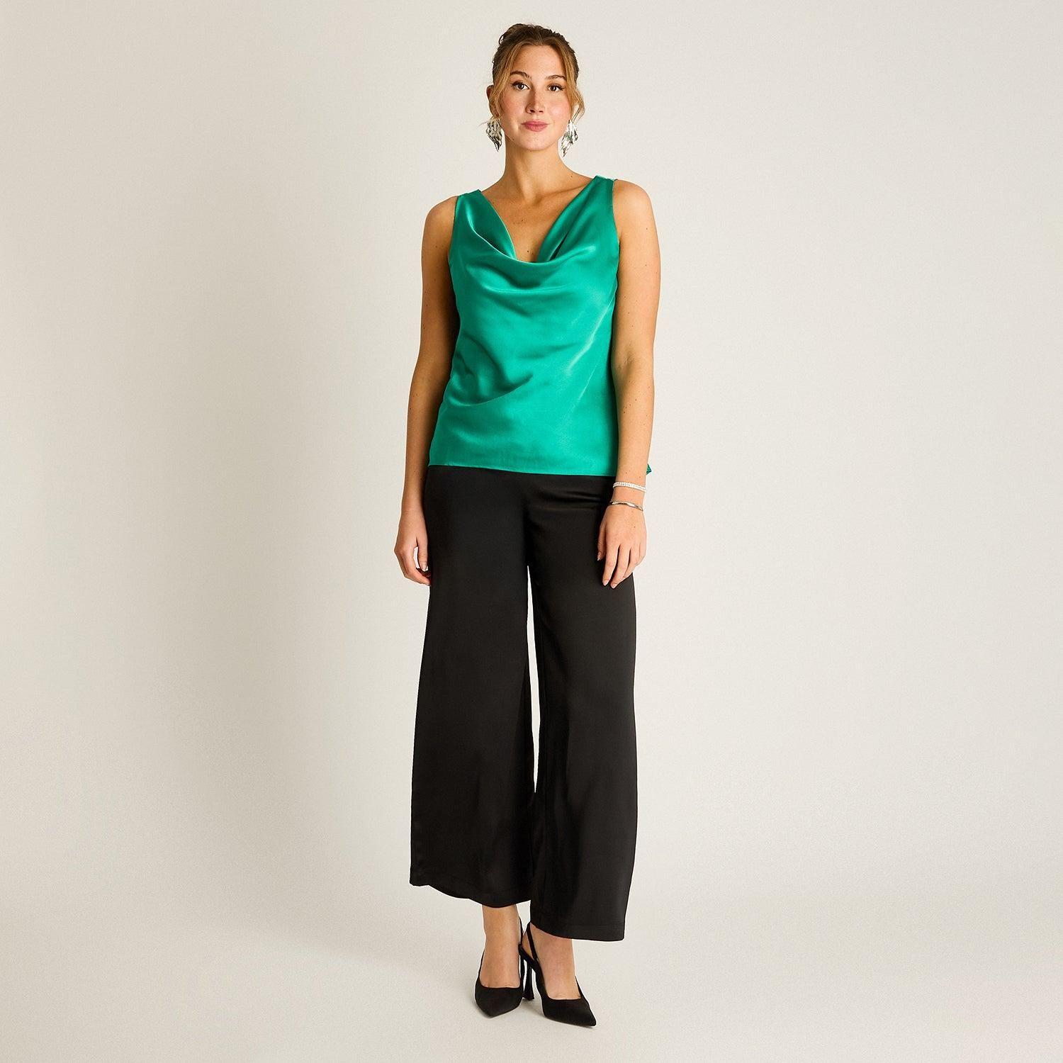 Blusa Verde Drapeada con Cadenita-3