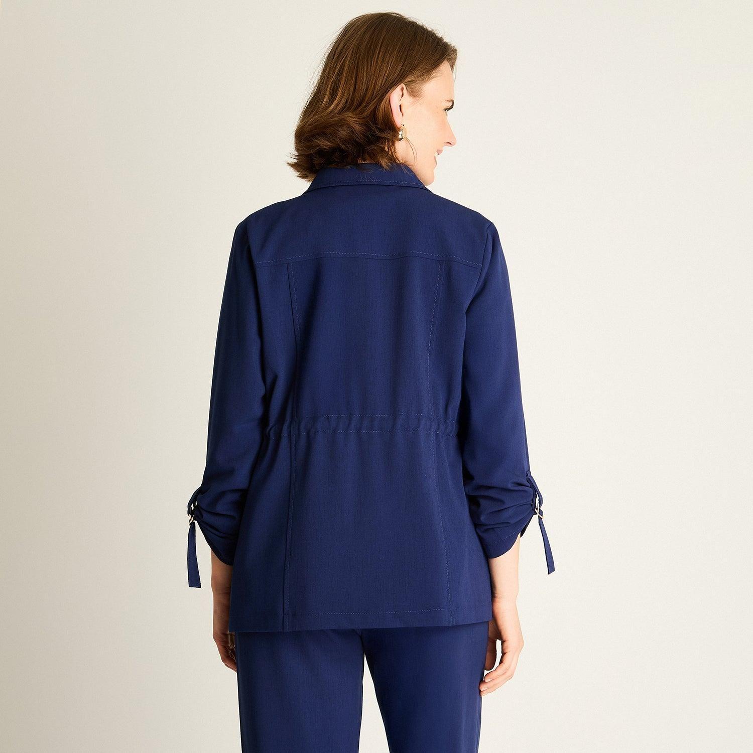 Chaqueta Azul con Ajuste en la Cintura-1