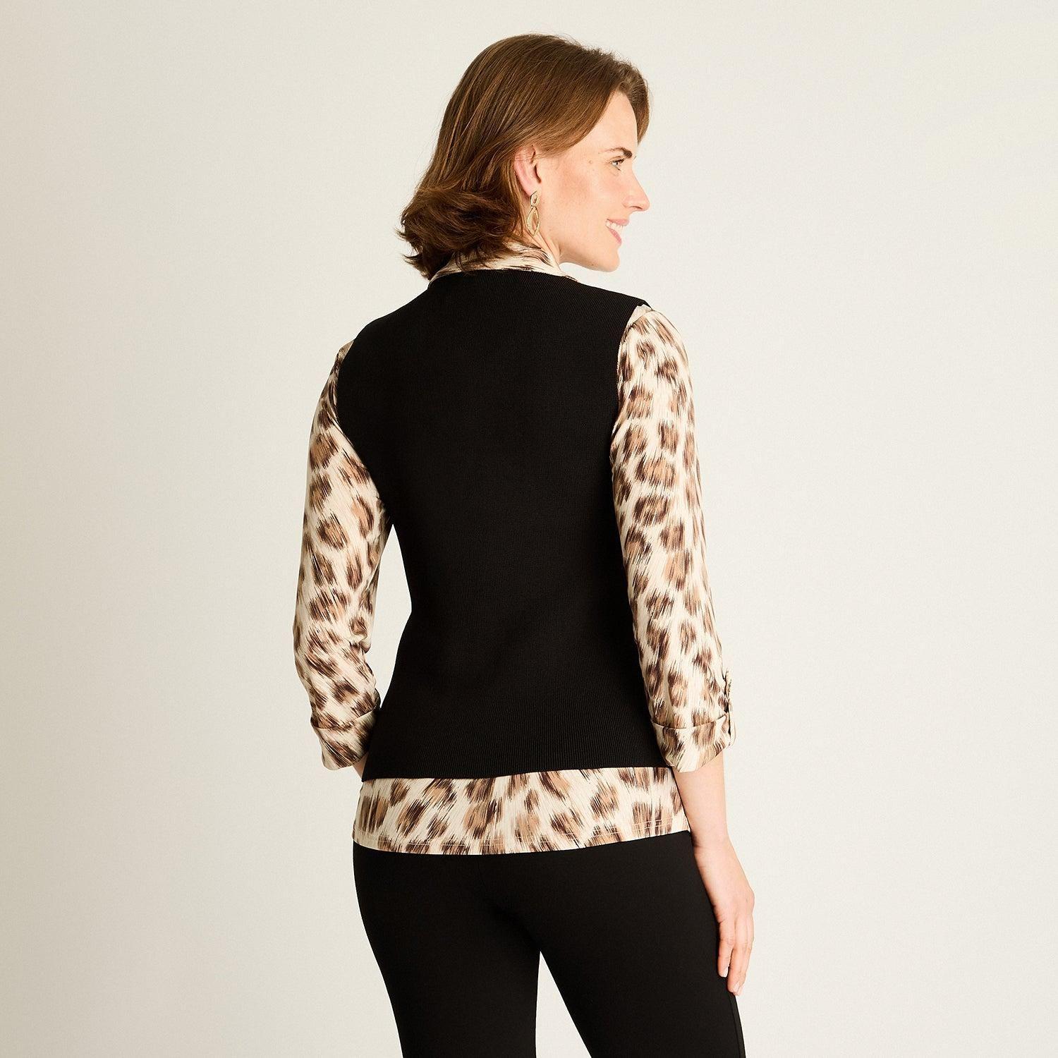 Cardigan Negro sin Mangas-1