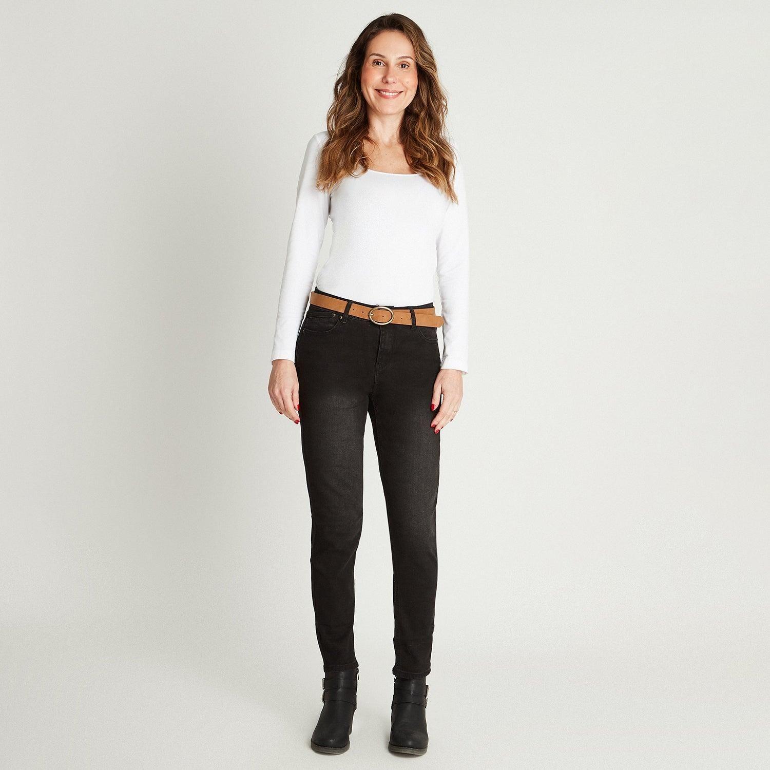 Skinny Jeans Negro Con Cinturón-4