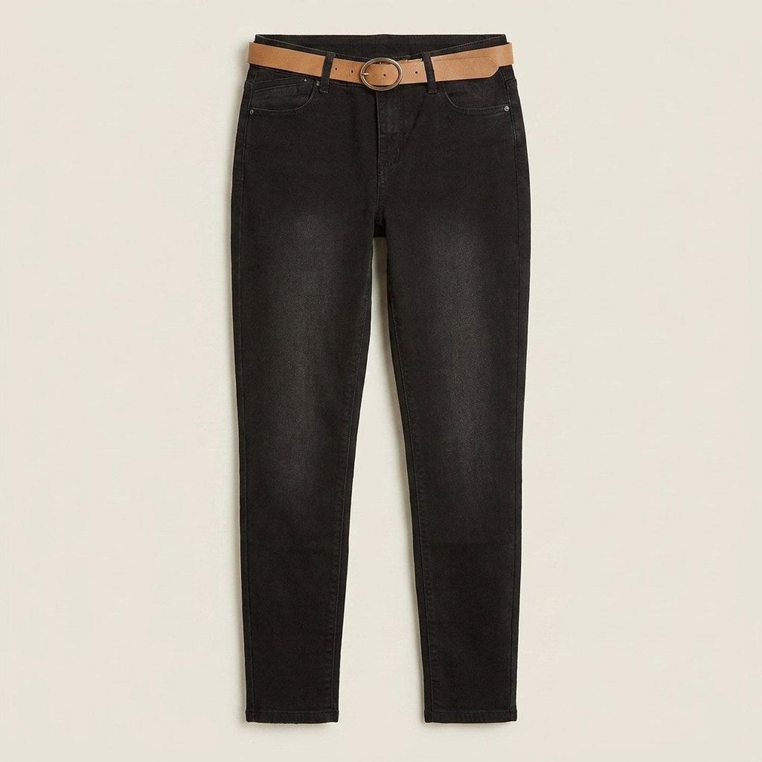 Skinny Jeans Negro Con Cinturón-5