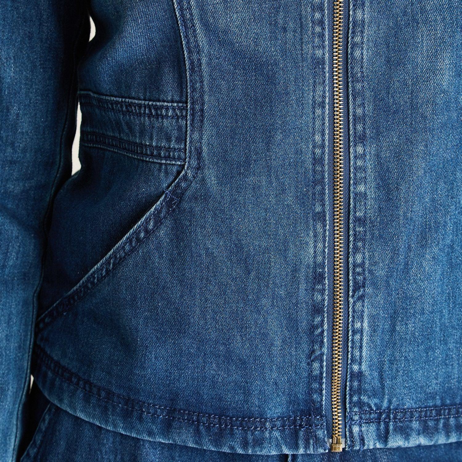 Chaqueta Denim Azul con Bolsillos-2