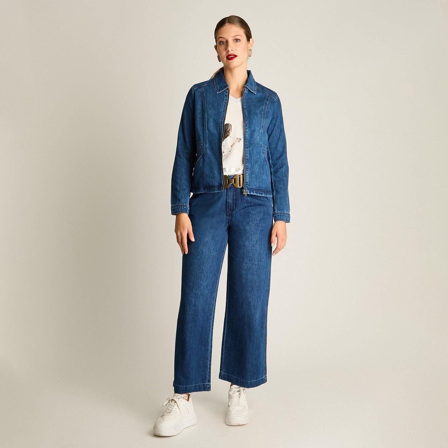 Chaqueta Denim Azul con Bolsillos-3