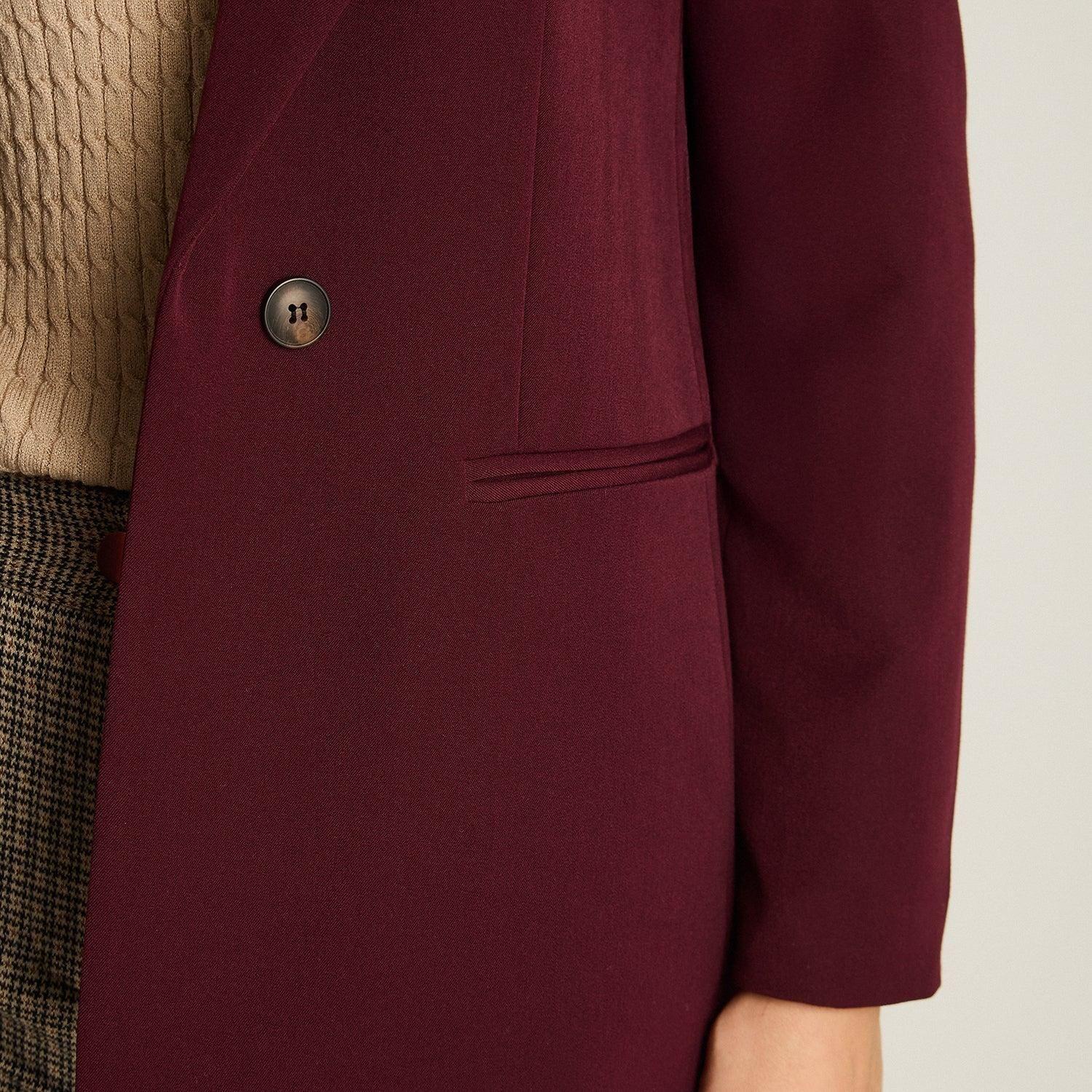 Blazer Burdeo Manga Larga Elasticidad Nula Con Forro Calce Normal Tela Plano-2