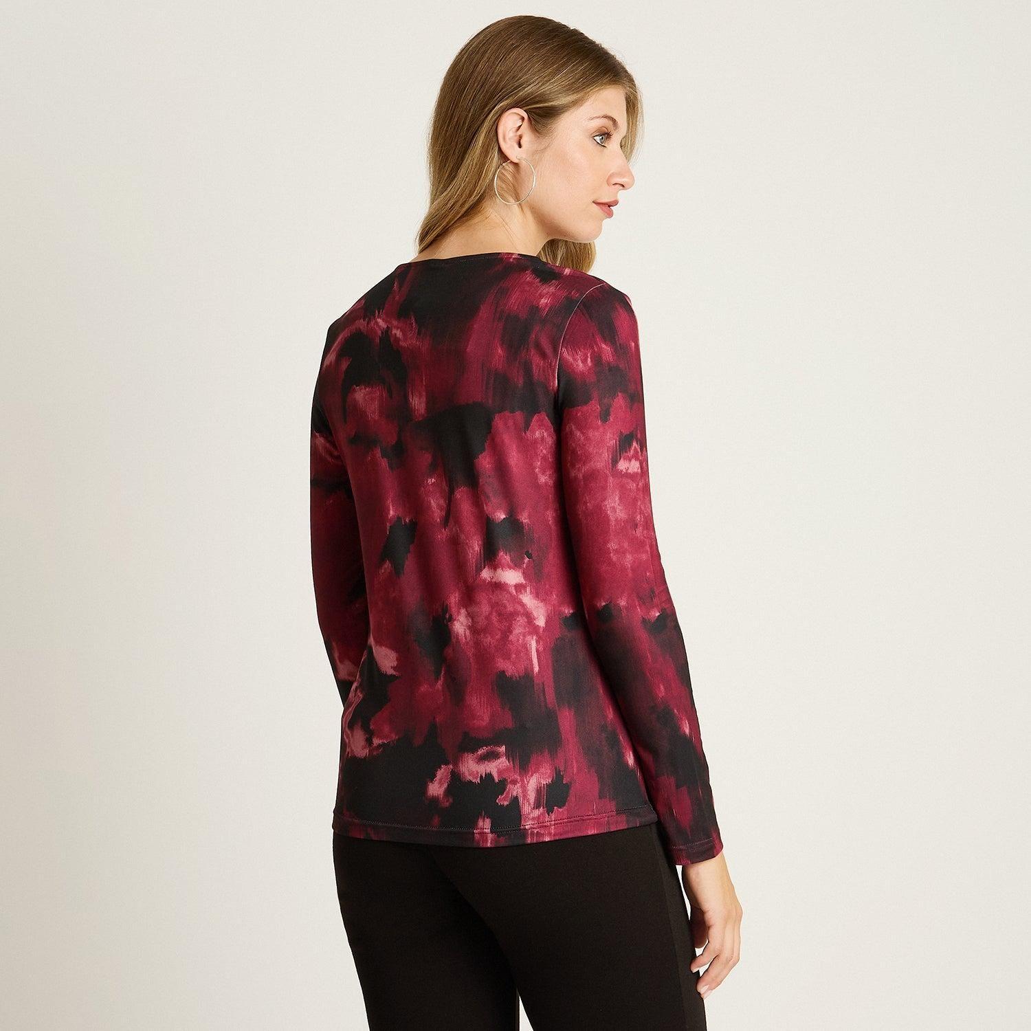 Polera Burdeo Manga Larga Elasticidad Media Sin Forro Calce Normal Tela Punto-1