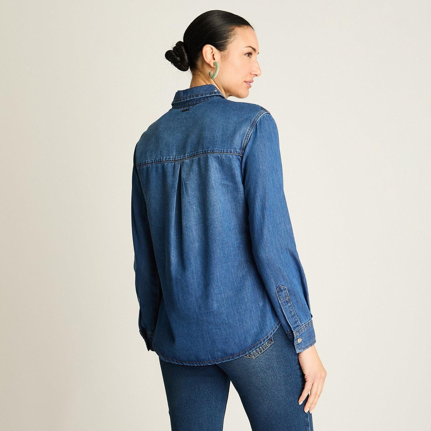 Blusa Algodón Azul Claro Manga Larga-1