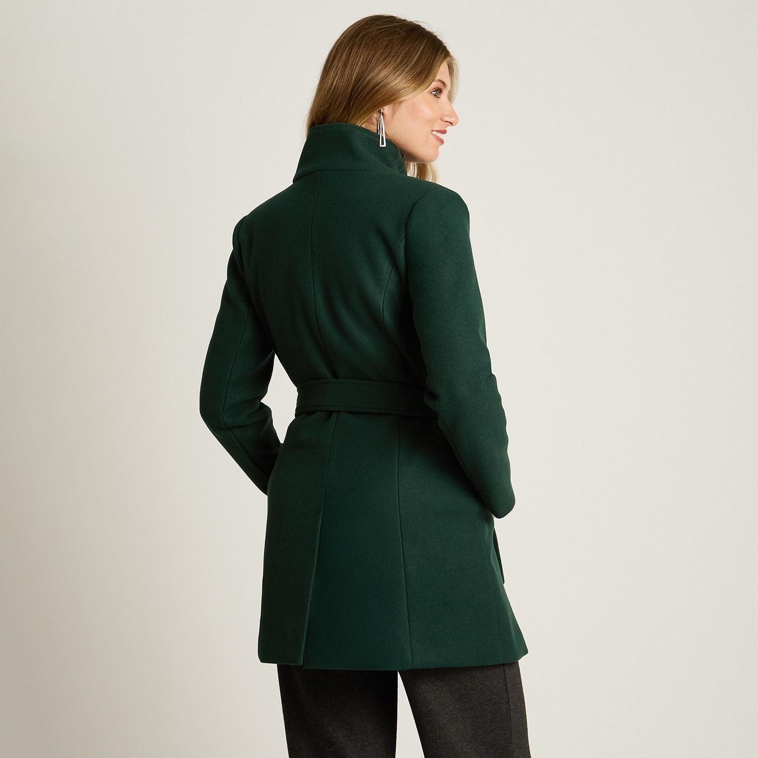 Abrigo Verde con Amarra en Cintura y Cuello Alto-1