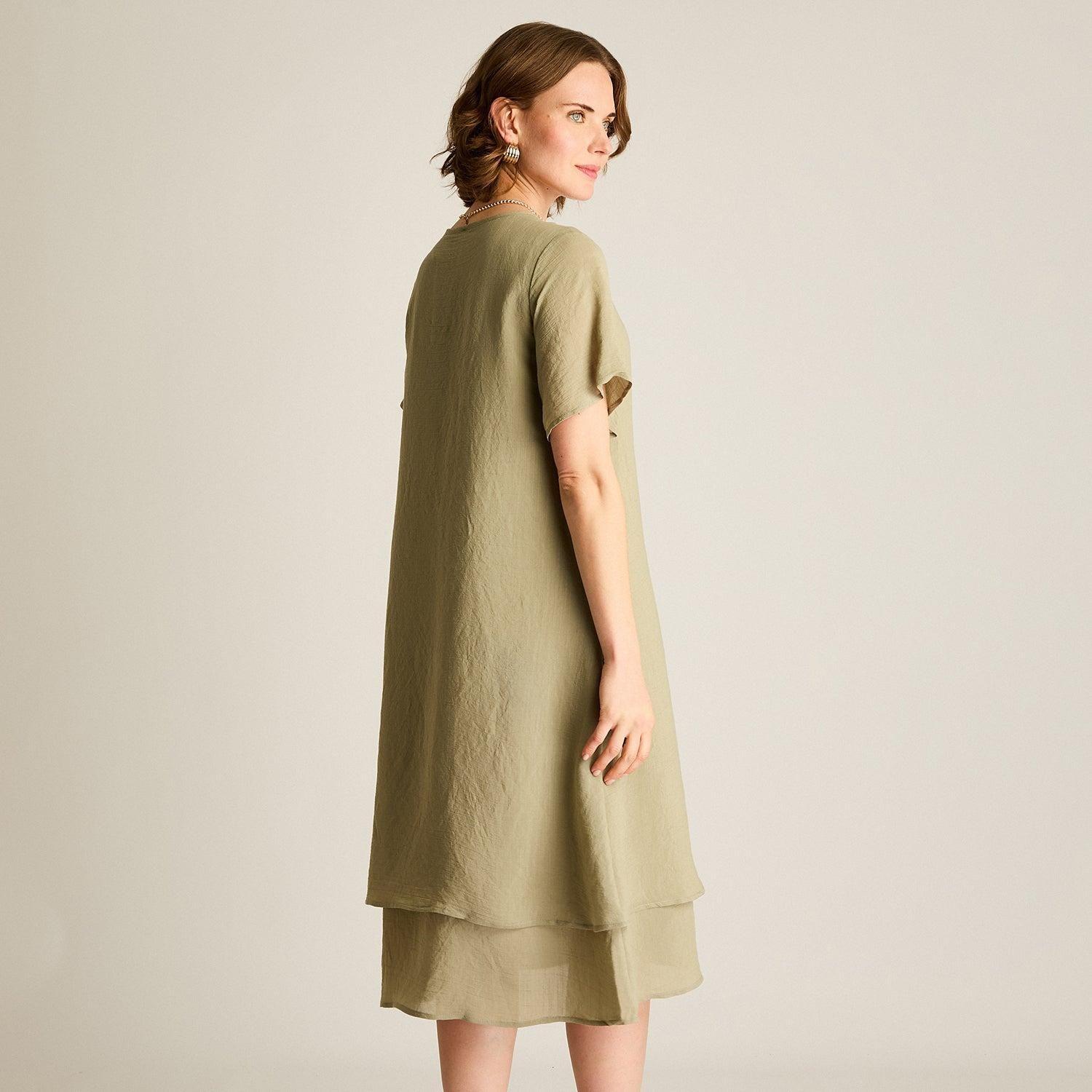 Vestido Midi Verde Con Collar-1