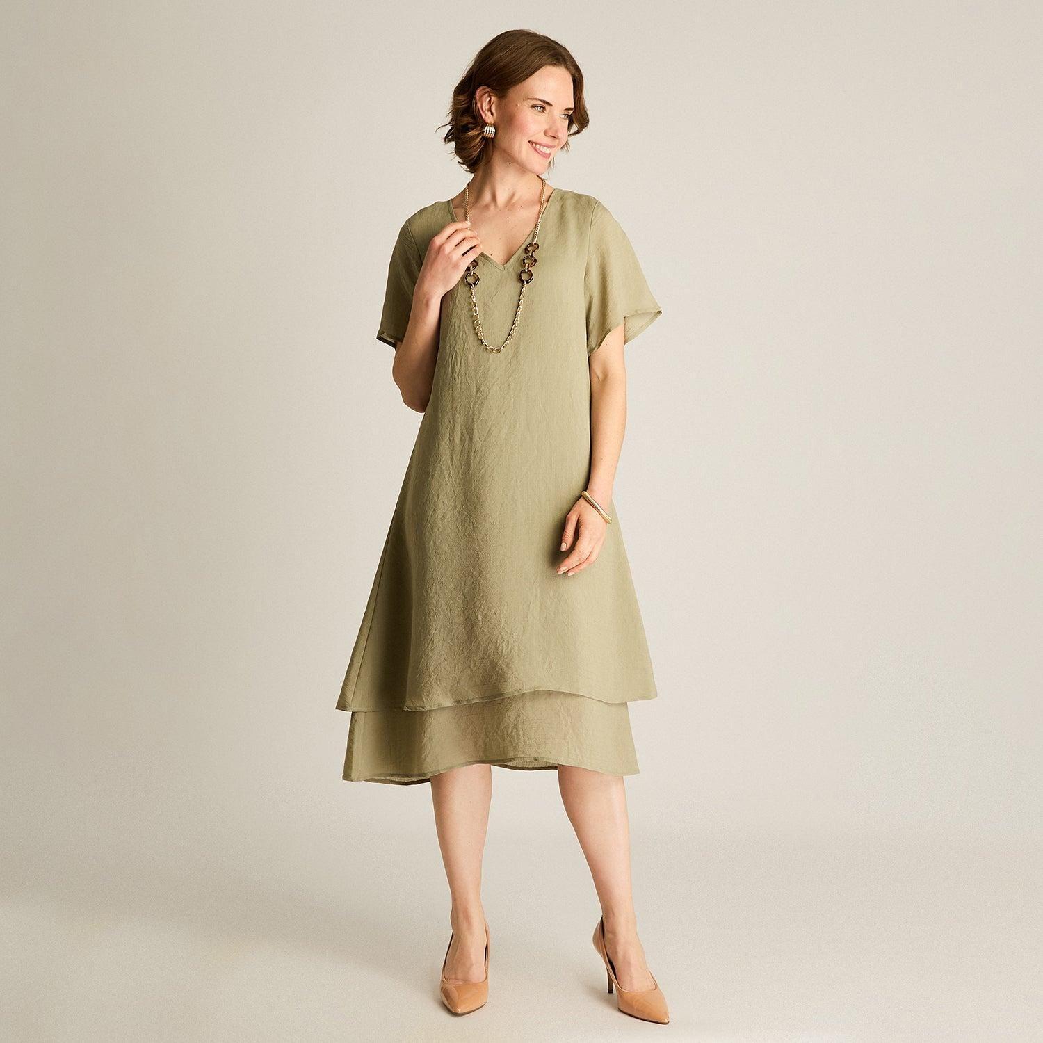 Vestido Midi Verde Con Collar-3