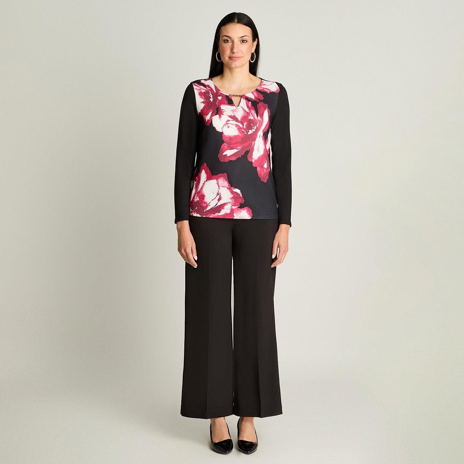 Polera Manga Larga Lanialla Escote Redondo Estampada Negro-3
