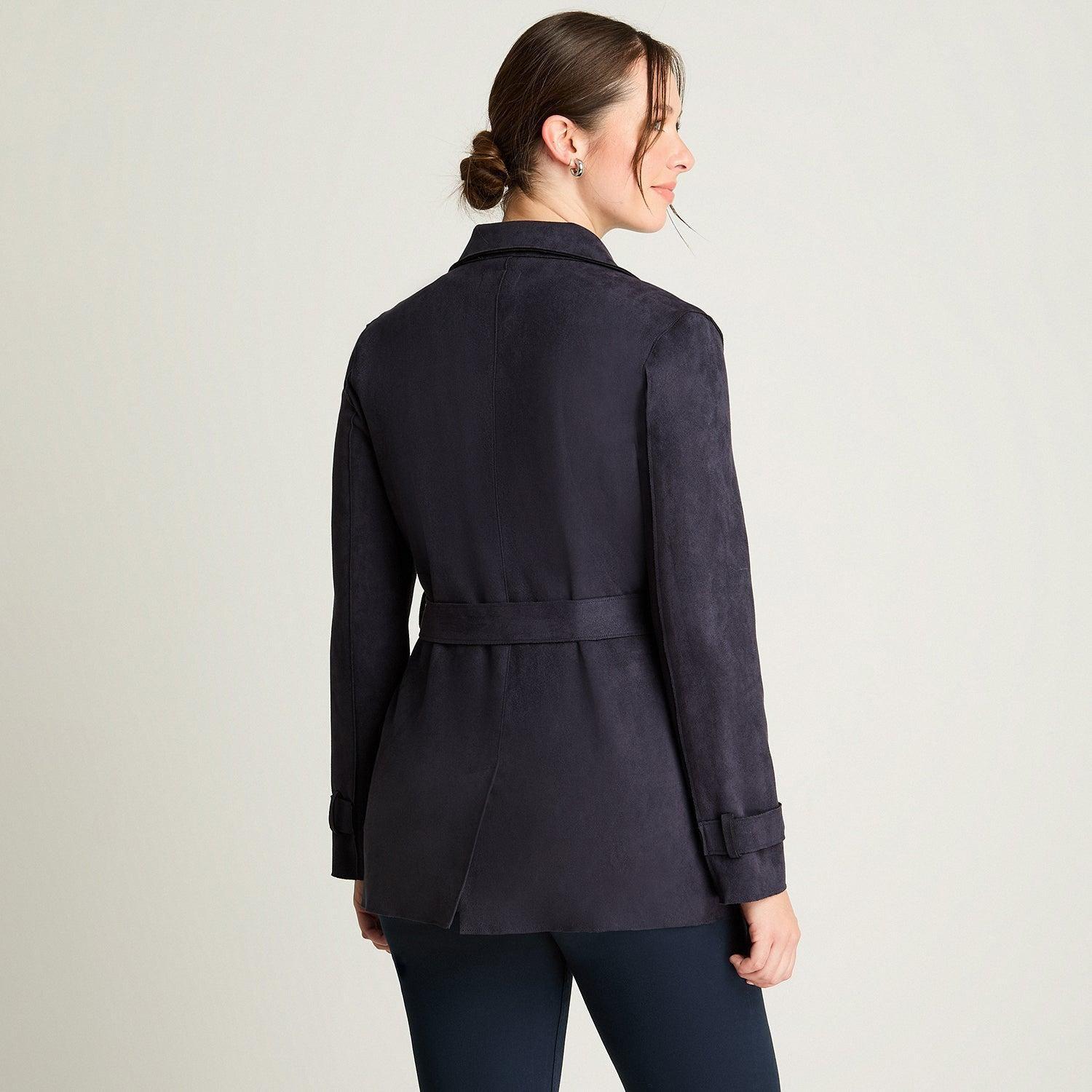 Chaqueta Suede Básica Manga Larga Azul Oscuro-1