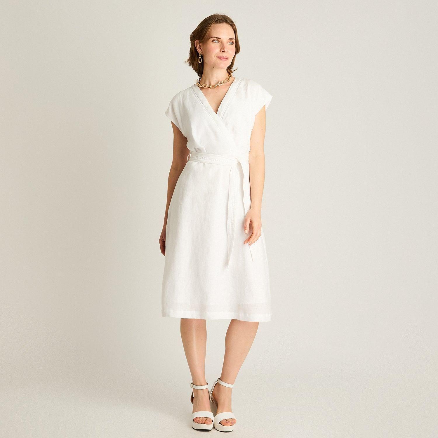 Vestido Midi Blanco 100% Lino-3