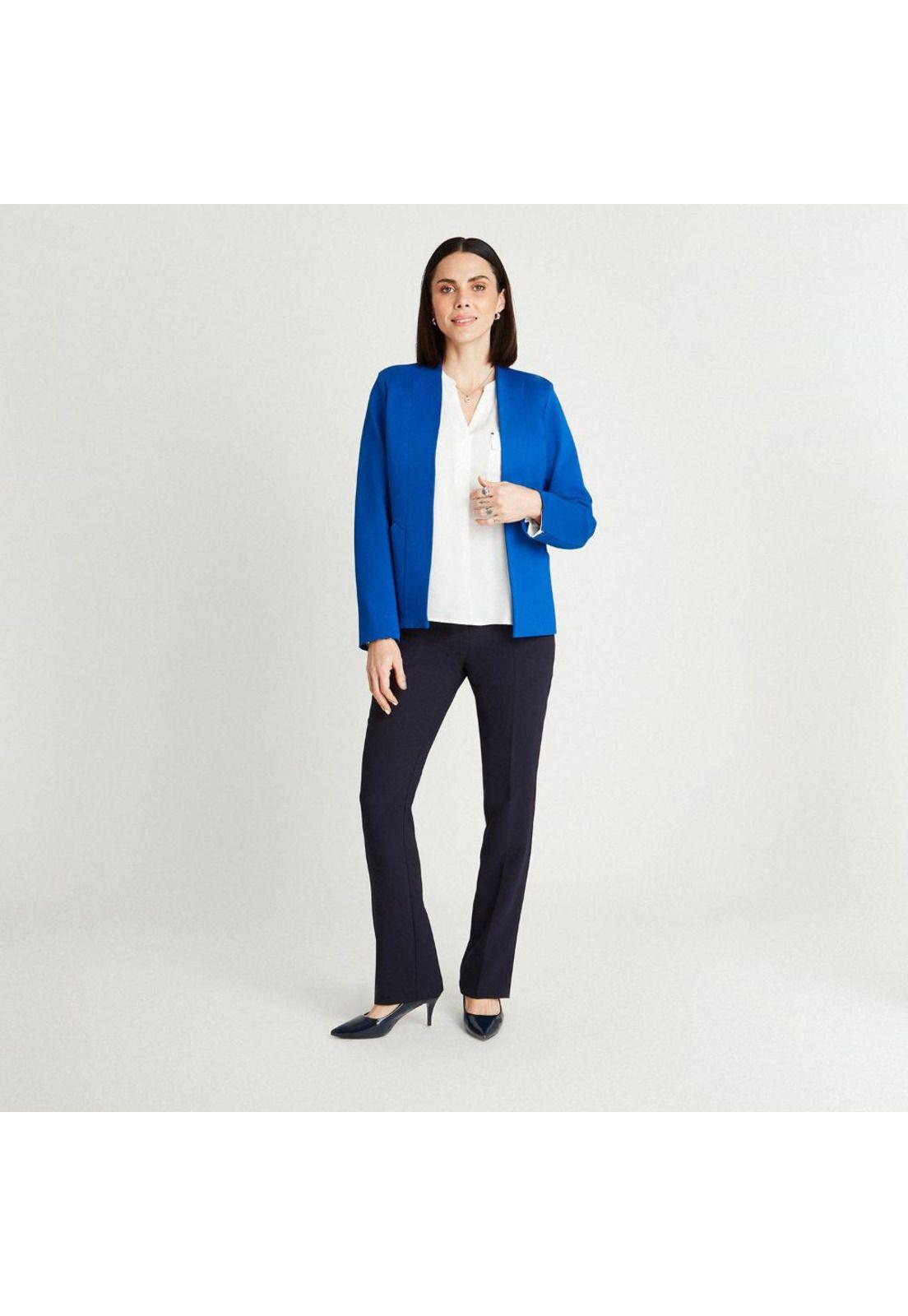 Blazer Azulino Manga Larga Cuello Solapa-3