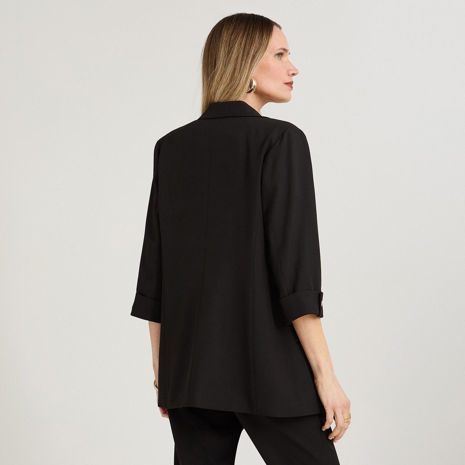 Blazer Manga 3/4 Bolsillos con Solapa Negro-1