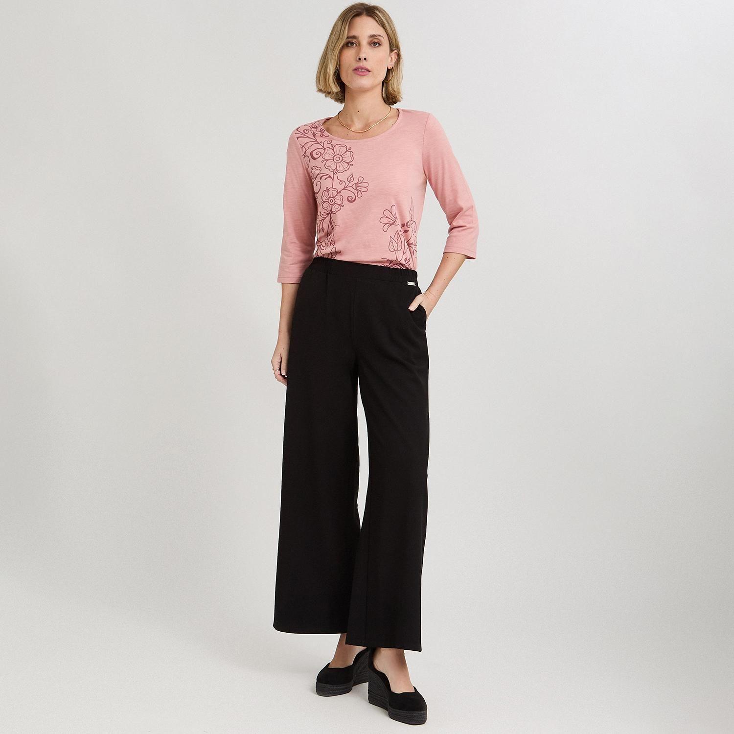 Pantalón Sport Palazzo Pretina Elasticada Negro-3