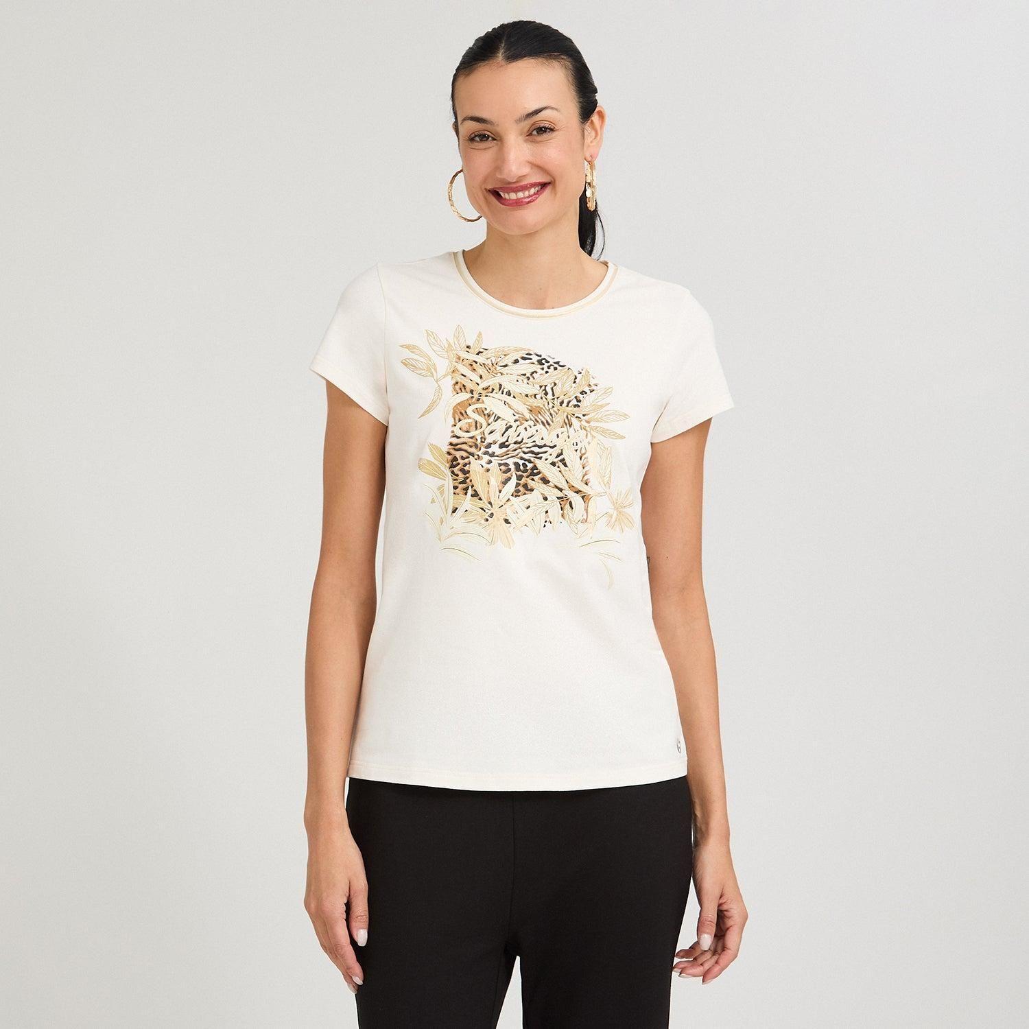 Polera Manga Corta con Estampado Localizado Crudo-0