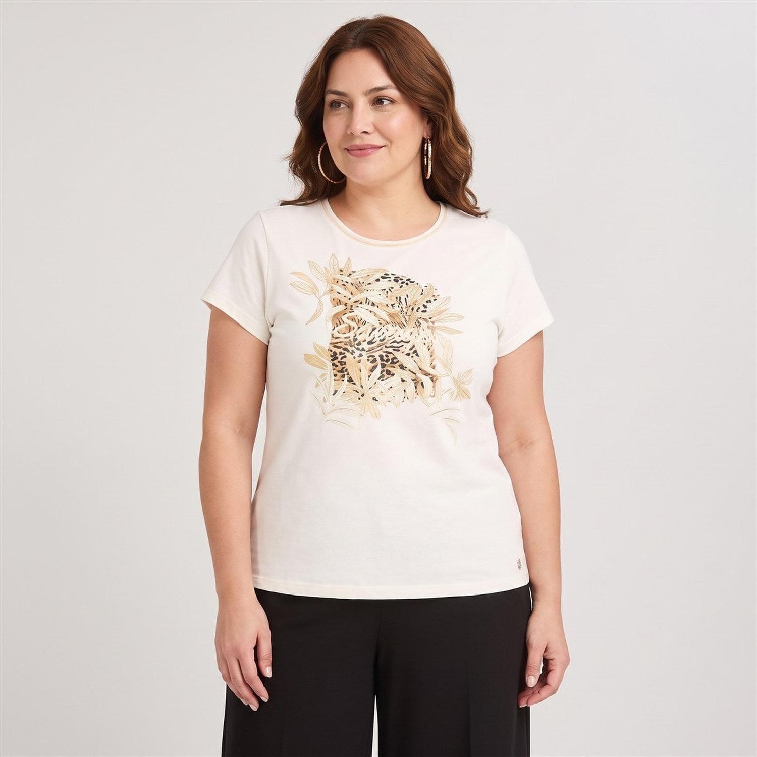 Polera Manga Corta con Estampado Localizado Crudo-1
