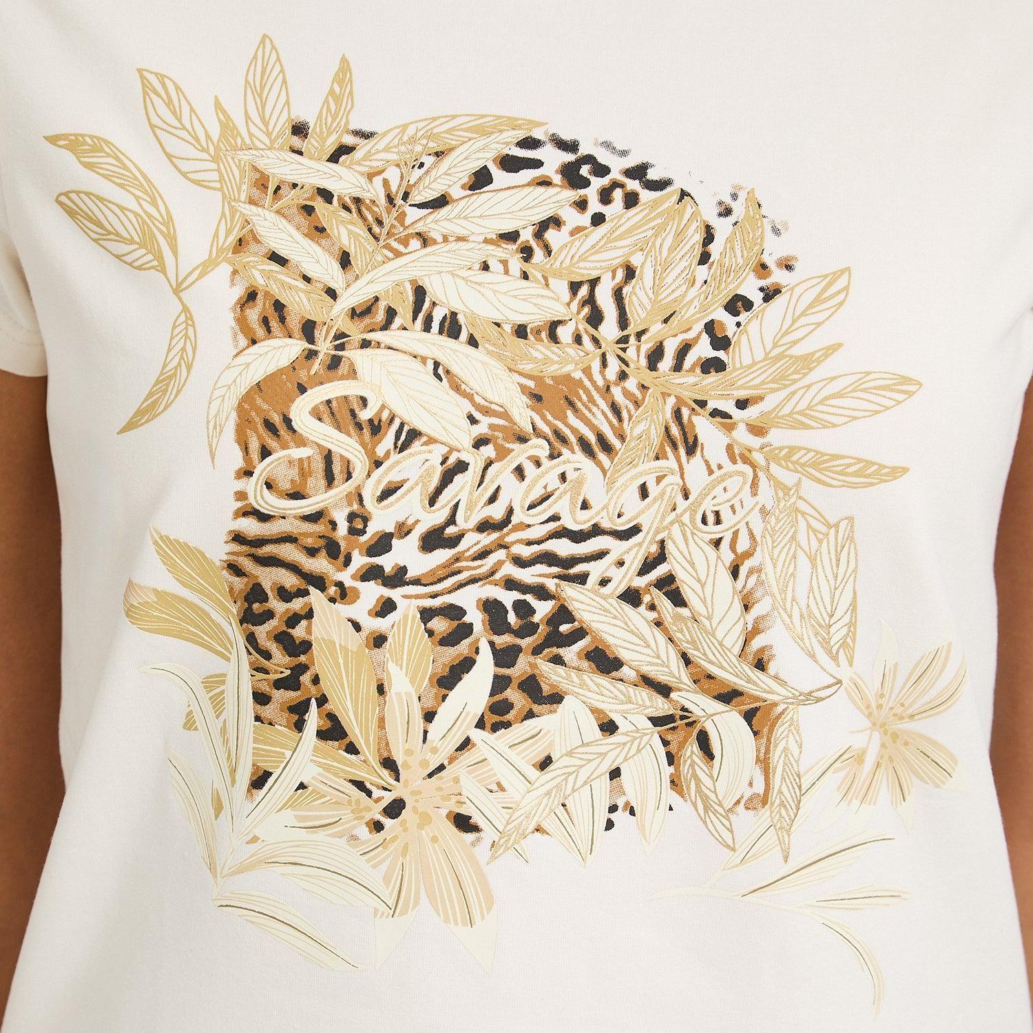 Polera Manga Corta con Estampado Localizado Crudo-3