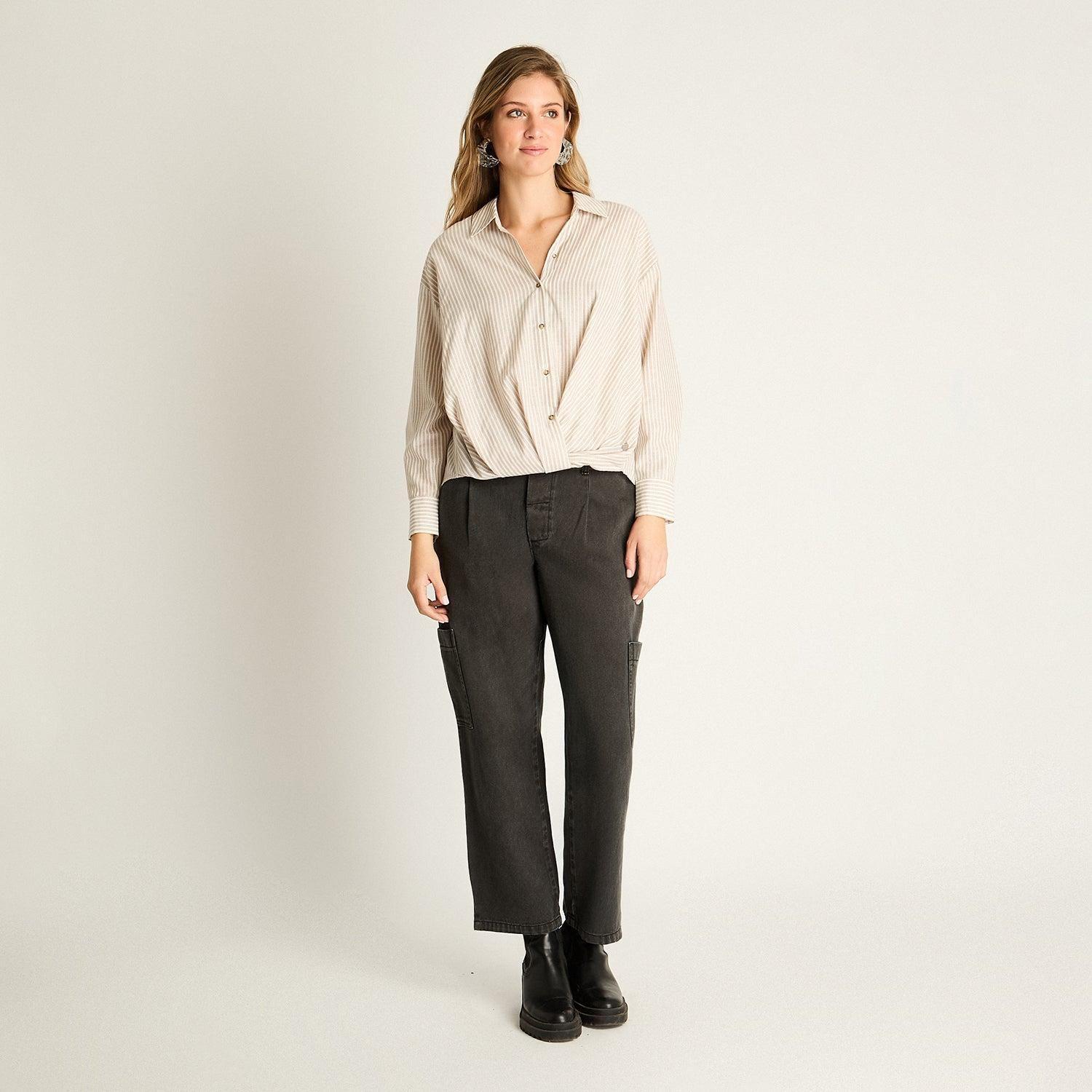 Blusa Beige Rayada-3