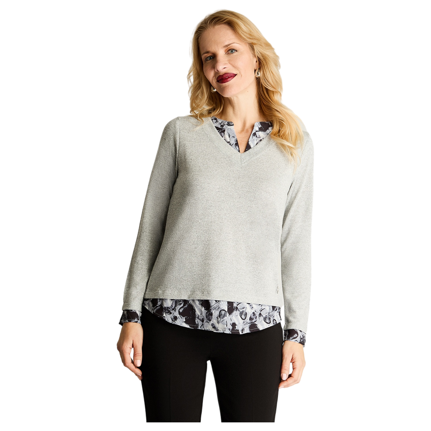 Polera Manga Larga Lanilla Twin Set Con Lurex Gris-4
