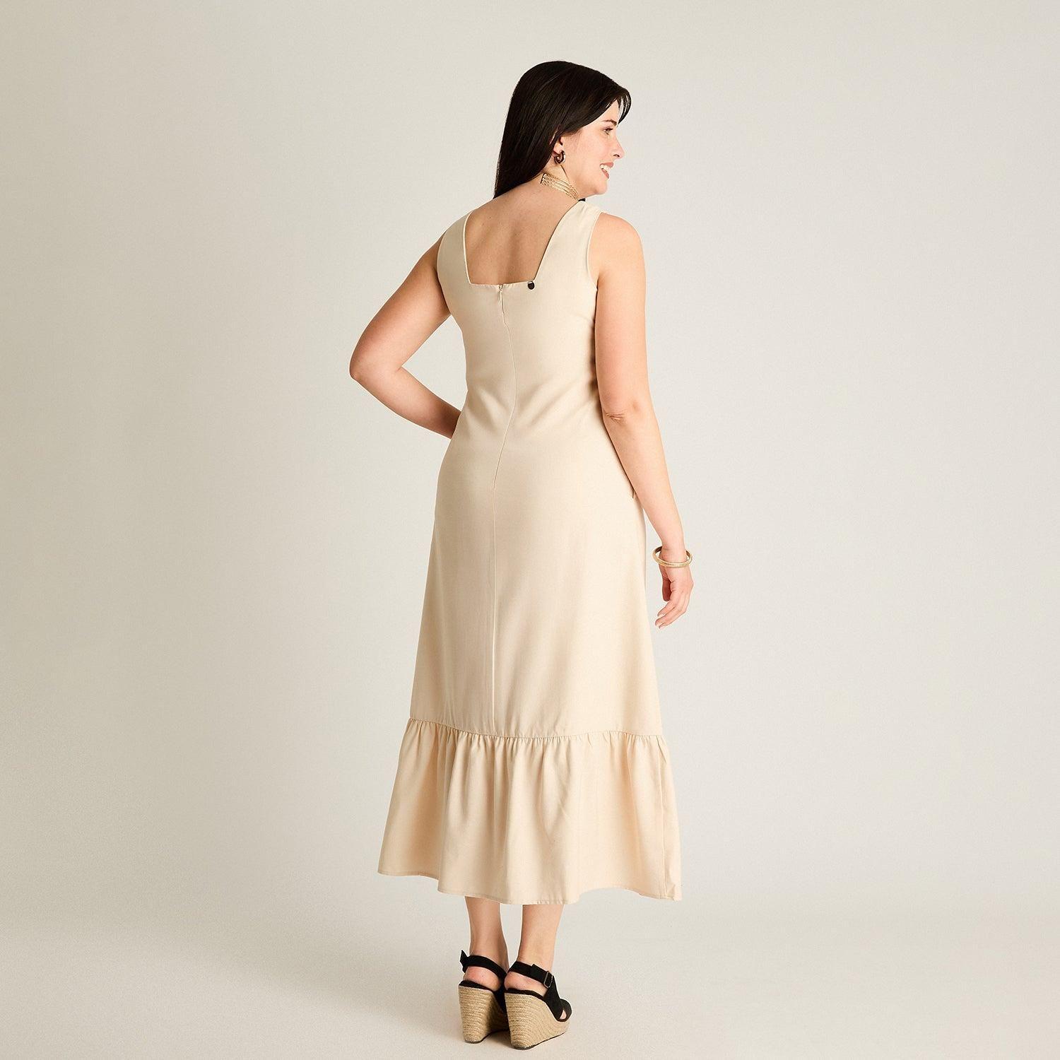 Vestido Maxi Arena No Elasticado Sin Forro Calce Holgado-1