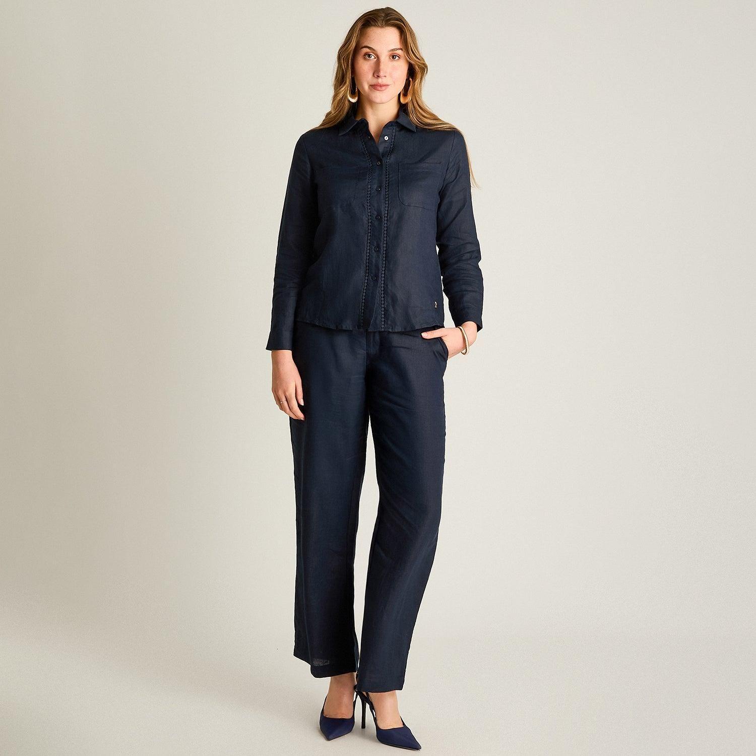 Blusa 100% Lino Azul-3