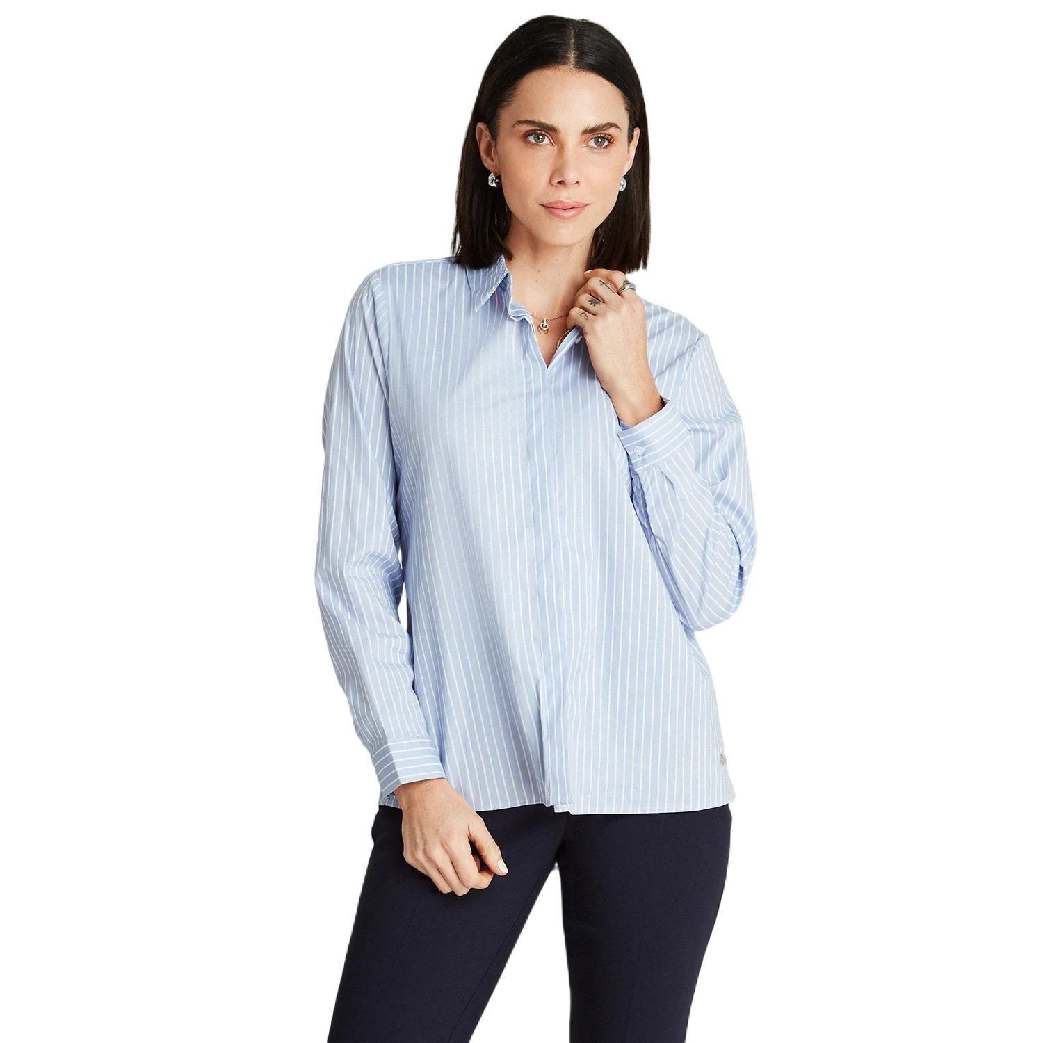 Blusa Camisera Rayada Celeste-0