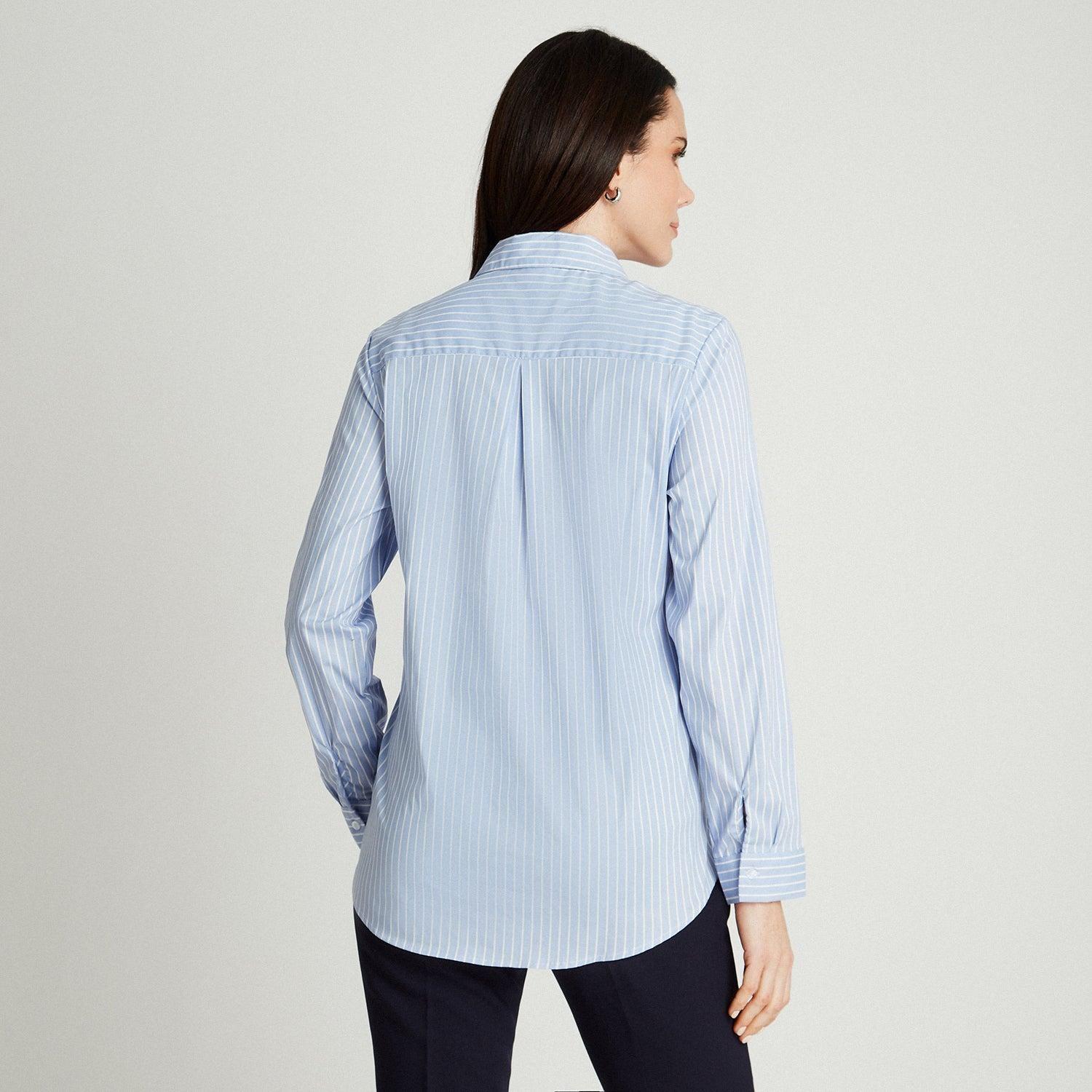 Blusa Camisera Rayada Celeste-1