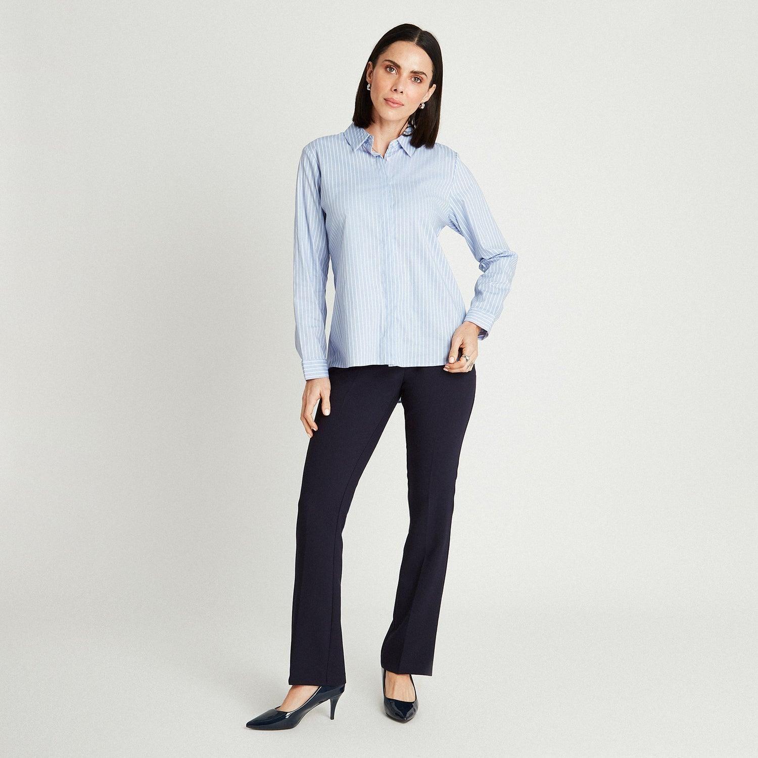 Blusa Camisera Rayada Celeste-3