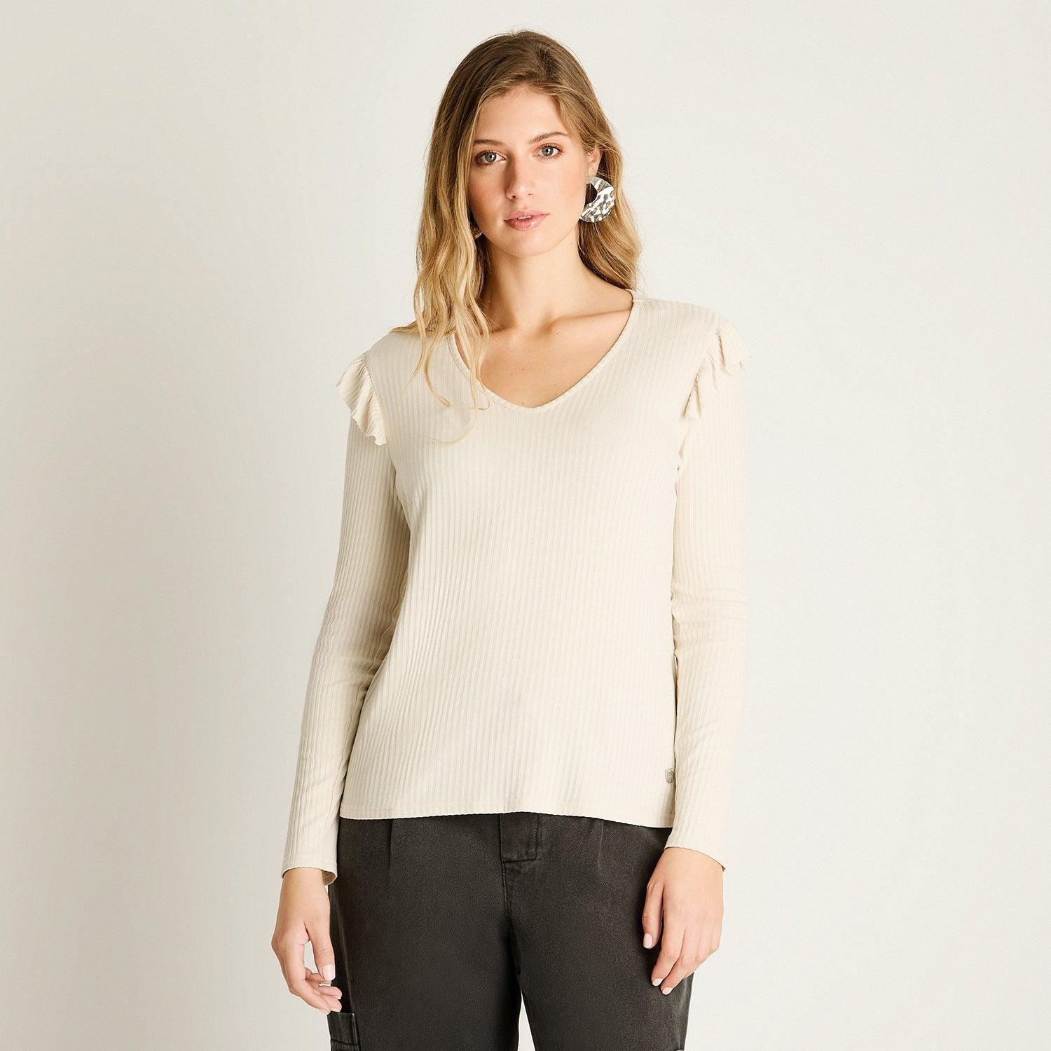 Polera Beige con Volantes-0