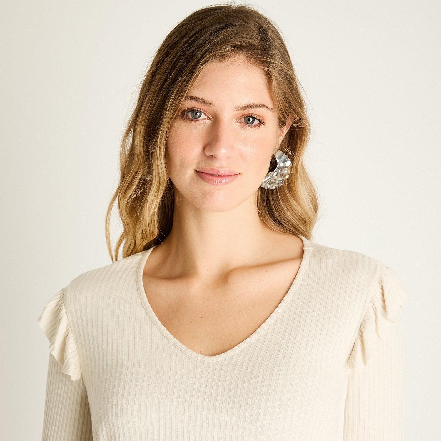 Polera Beige con Volantes-2