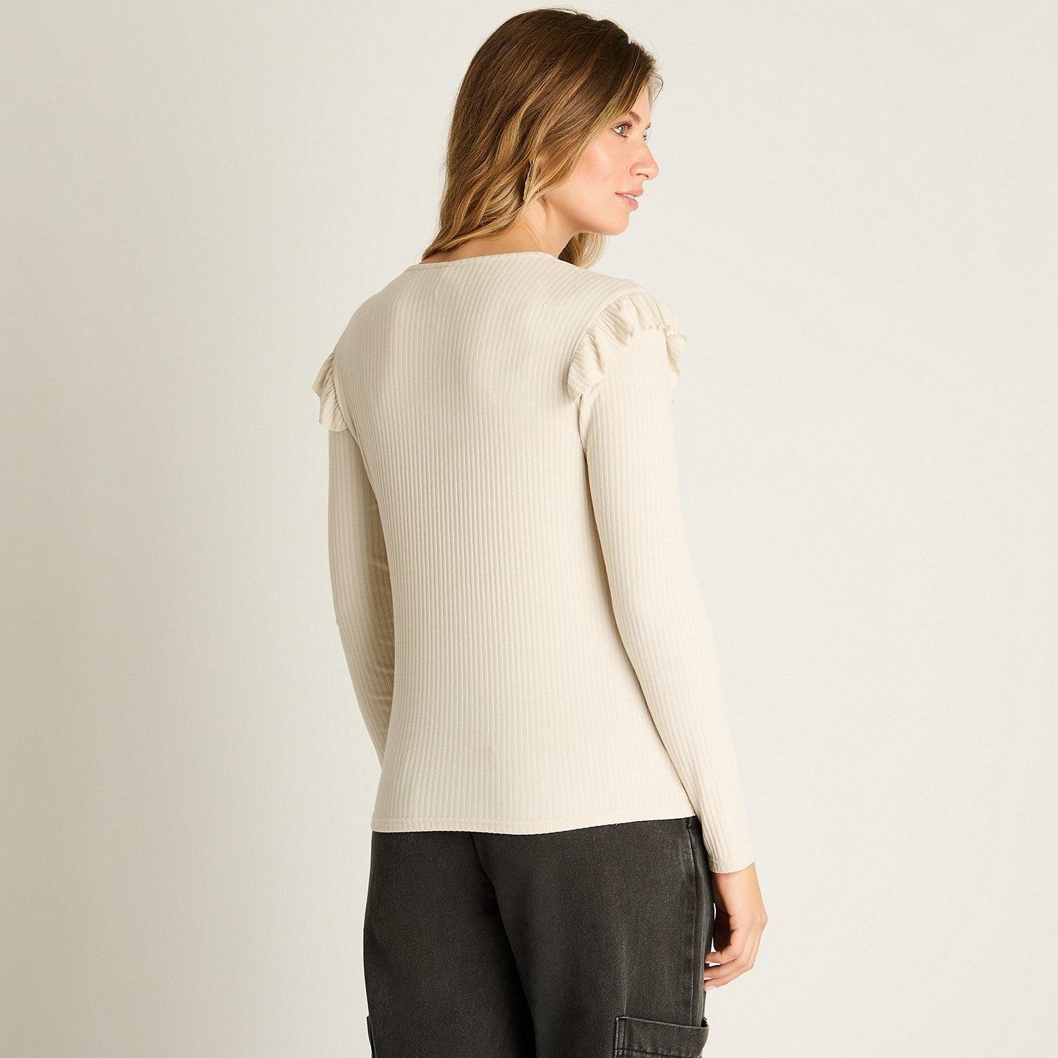 Polera Beige con Volantes-1