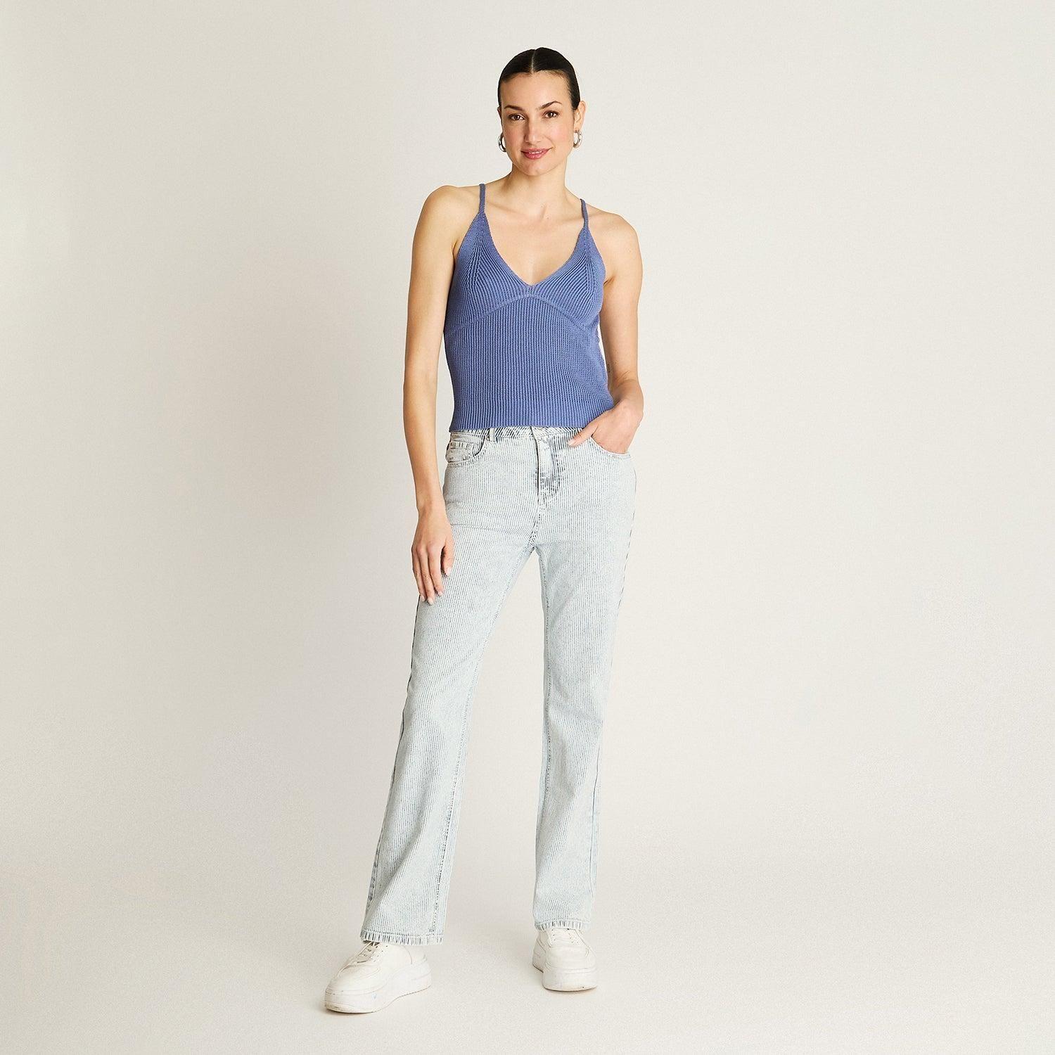 Polera Azul Breteles finos-3