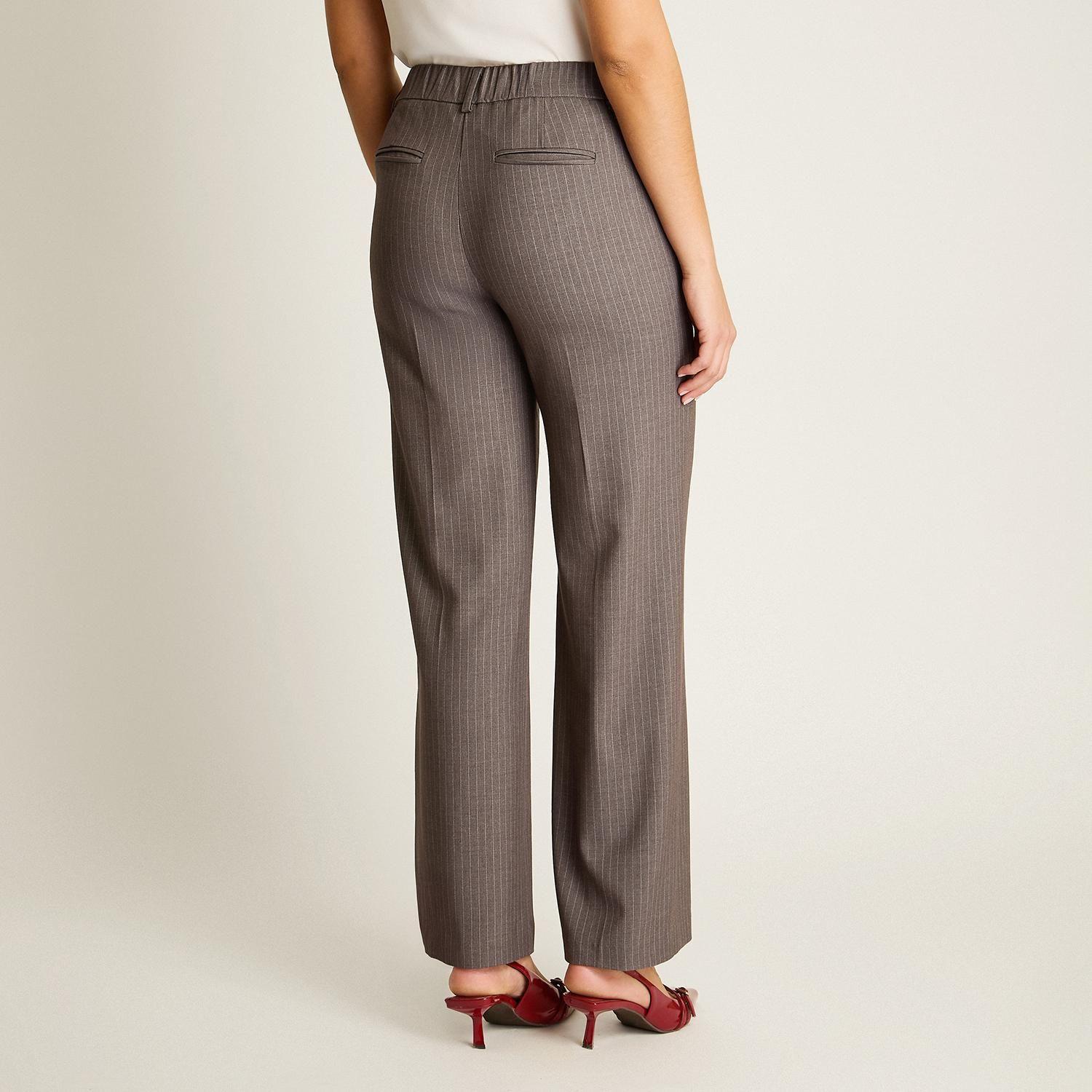 Pantalón Palazzo Gris Formal de Un Botón-1