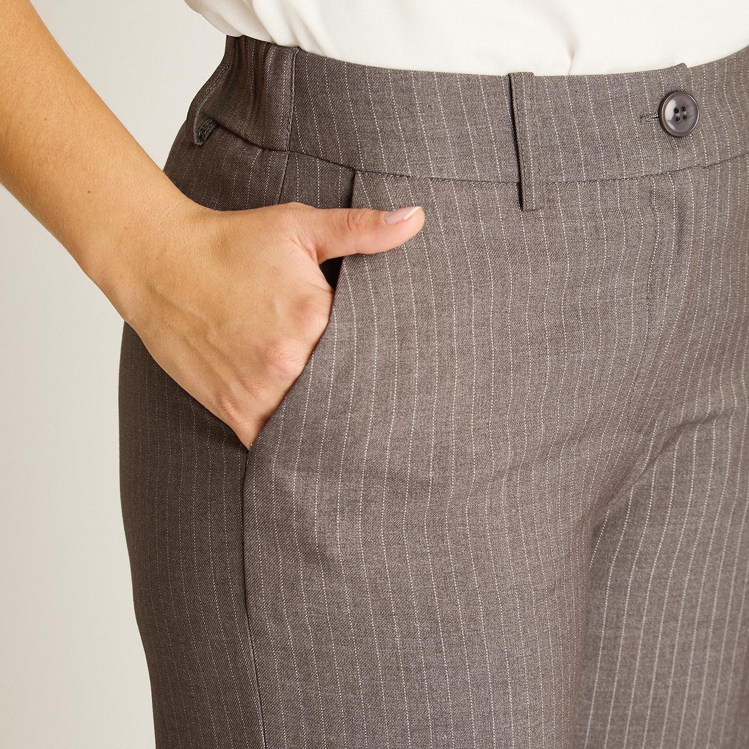 Pantalón Palazzo Gris Formal de Un Botón-2