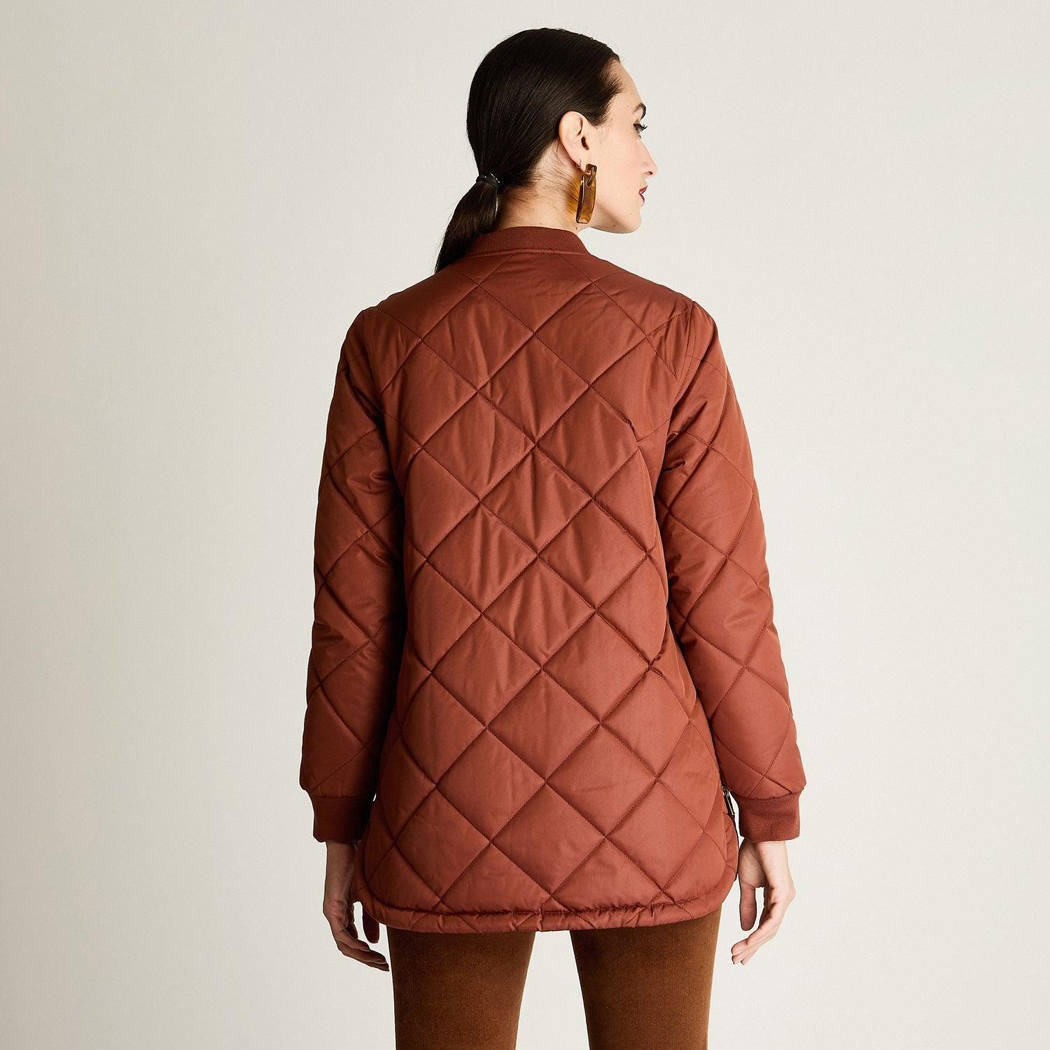 Parka Quilted Forrada Manga Larga Terracota-3