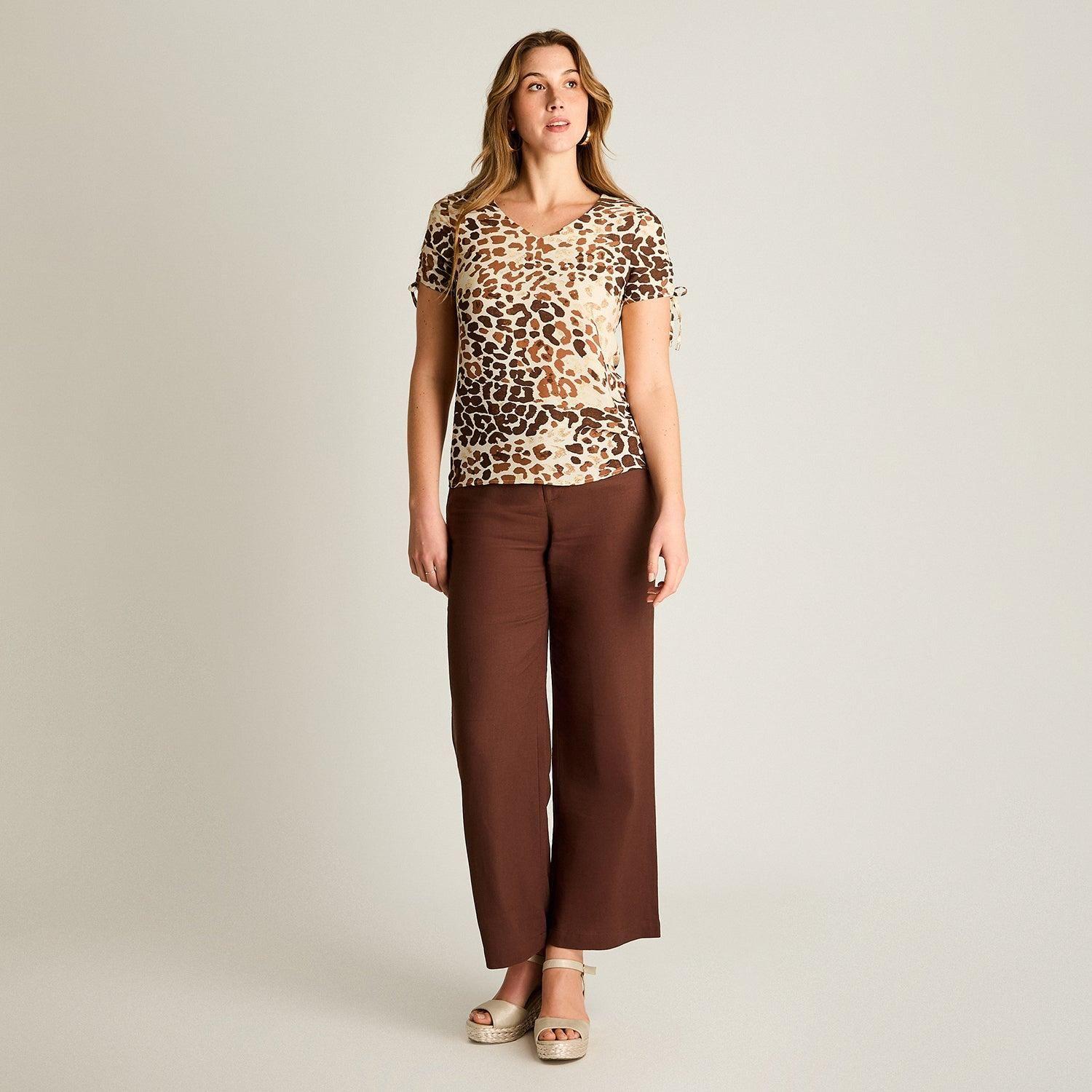 Polera Estampado Animal Print Café-3