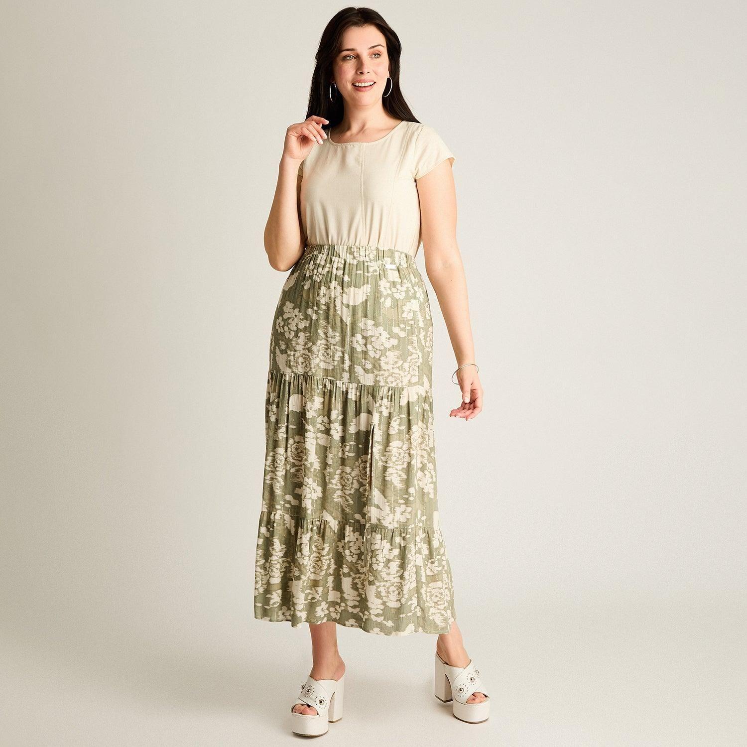 Falda Verde Maxi No Elasticado Calce Normal-3