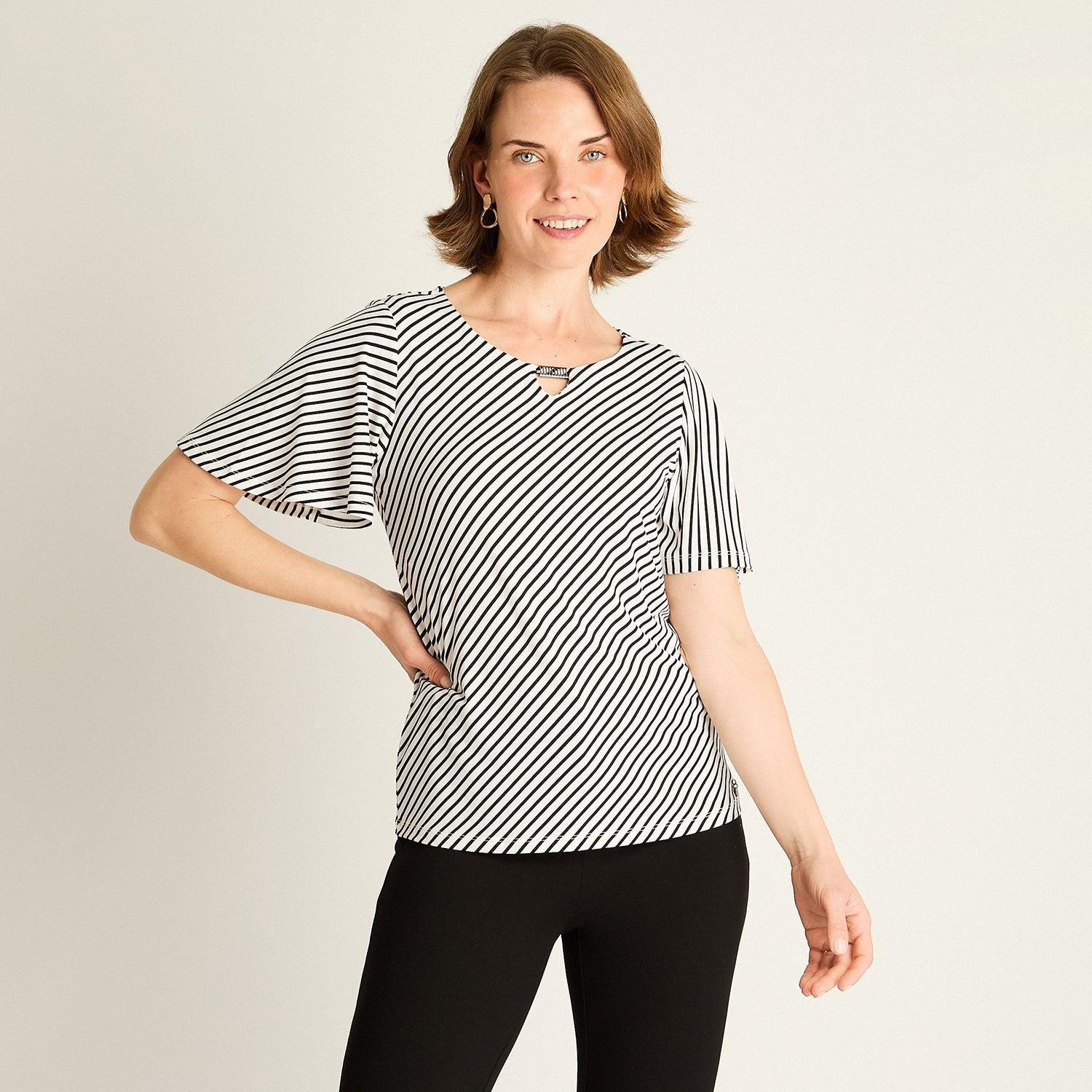 Polera Crudo a Rayas Diagonales-0