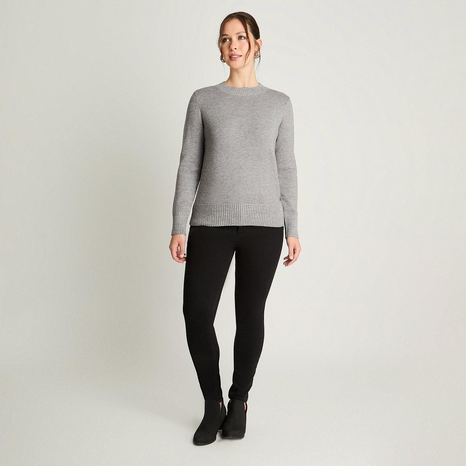 Sweater Manga Larga Cuello Mock Con Lurex Gris-3