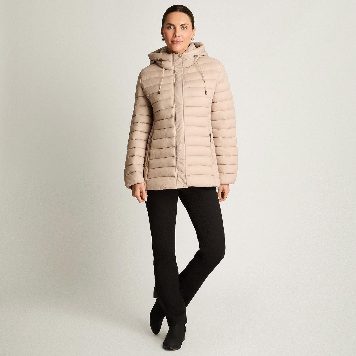Parka Manga Larga Basica Corta Beige-3