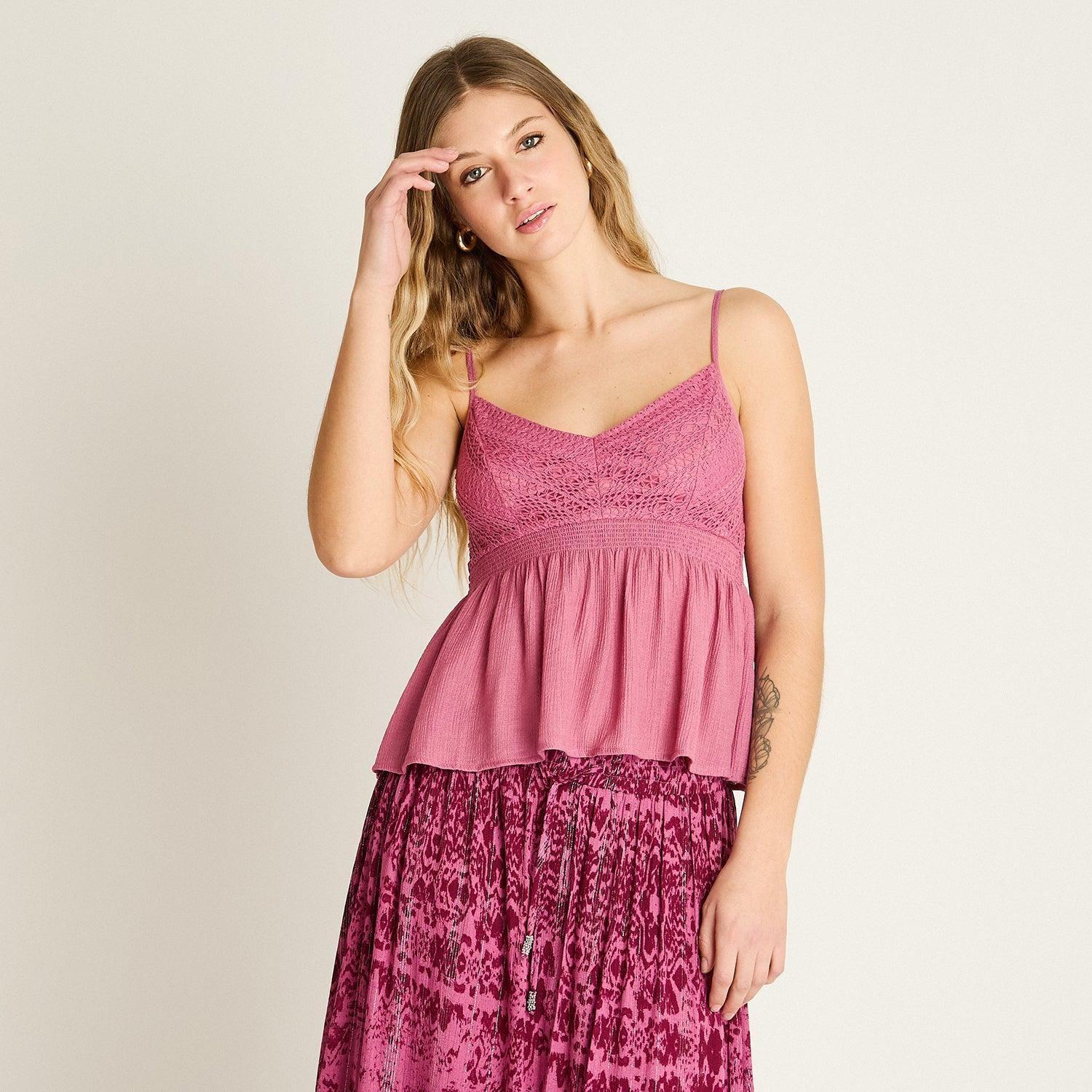 Blusa Rosa Sin Mangas-0