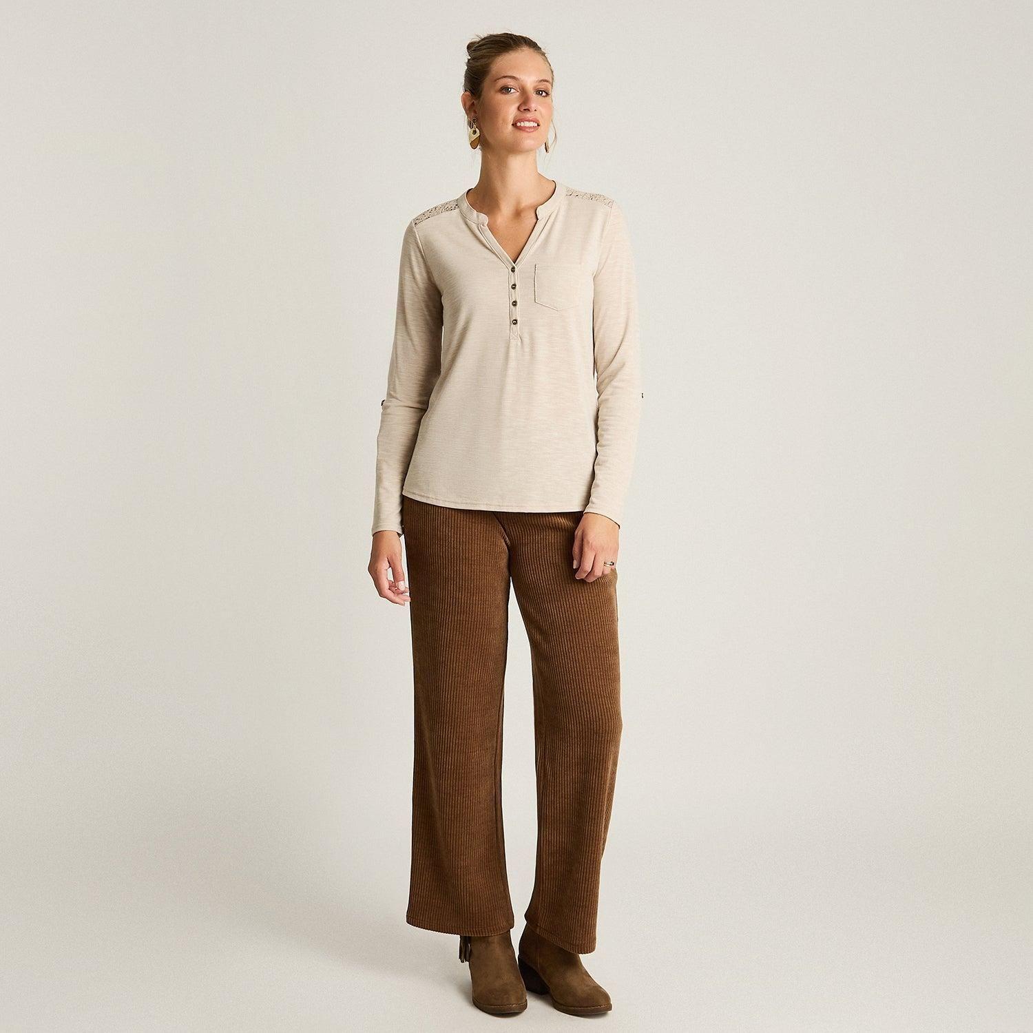 Polera Beige Manga Larga con Detalle de Macramé-3