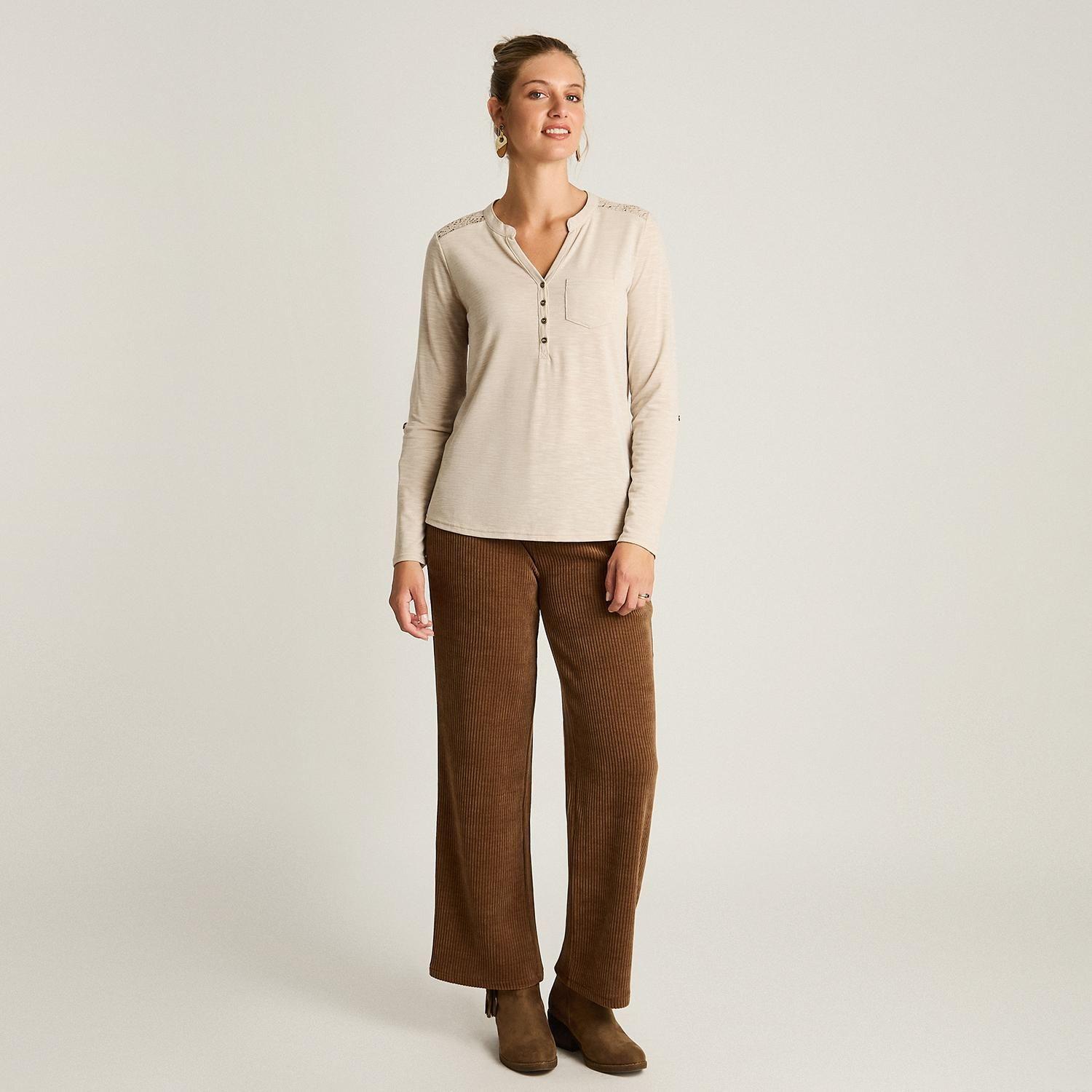 Polera Beige Manga Larga con Detalle de Macramé-3