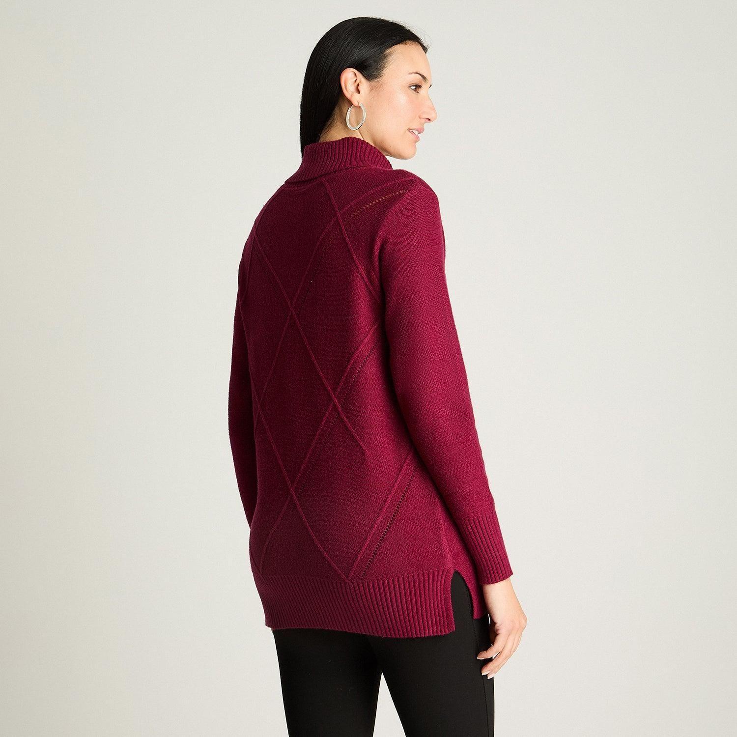 Sweater Manga Larga Cuello Alto Burdeo-1