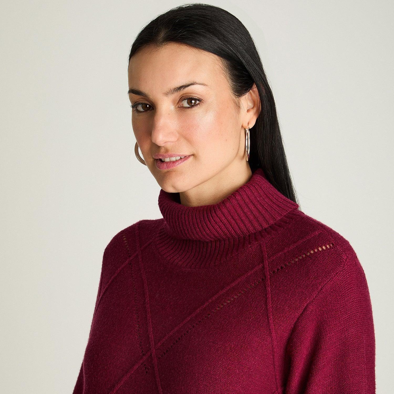 Sweater Manga Larga Cuello Alto Burdeo-2