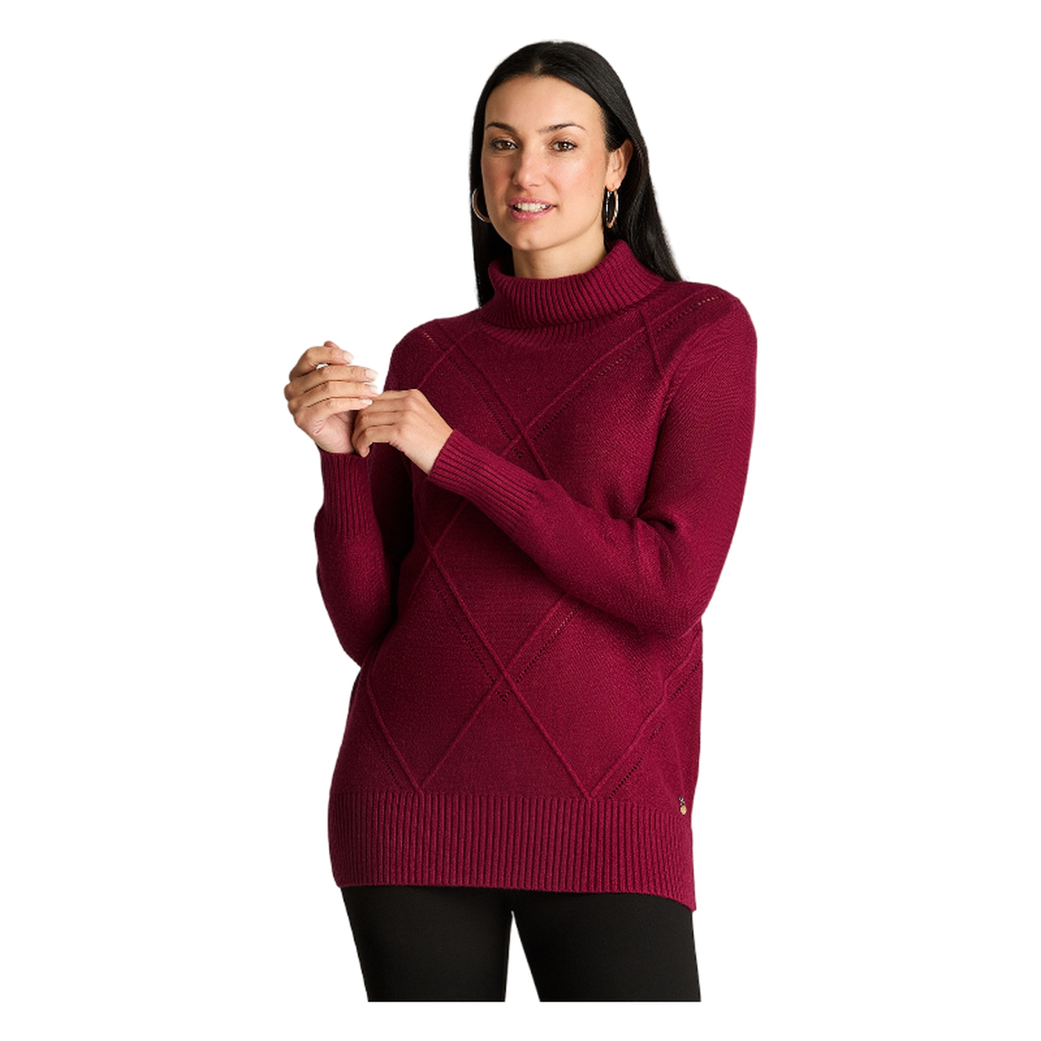 Sweater Manga Larga Cuello Alto Burdeo-0