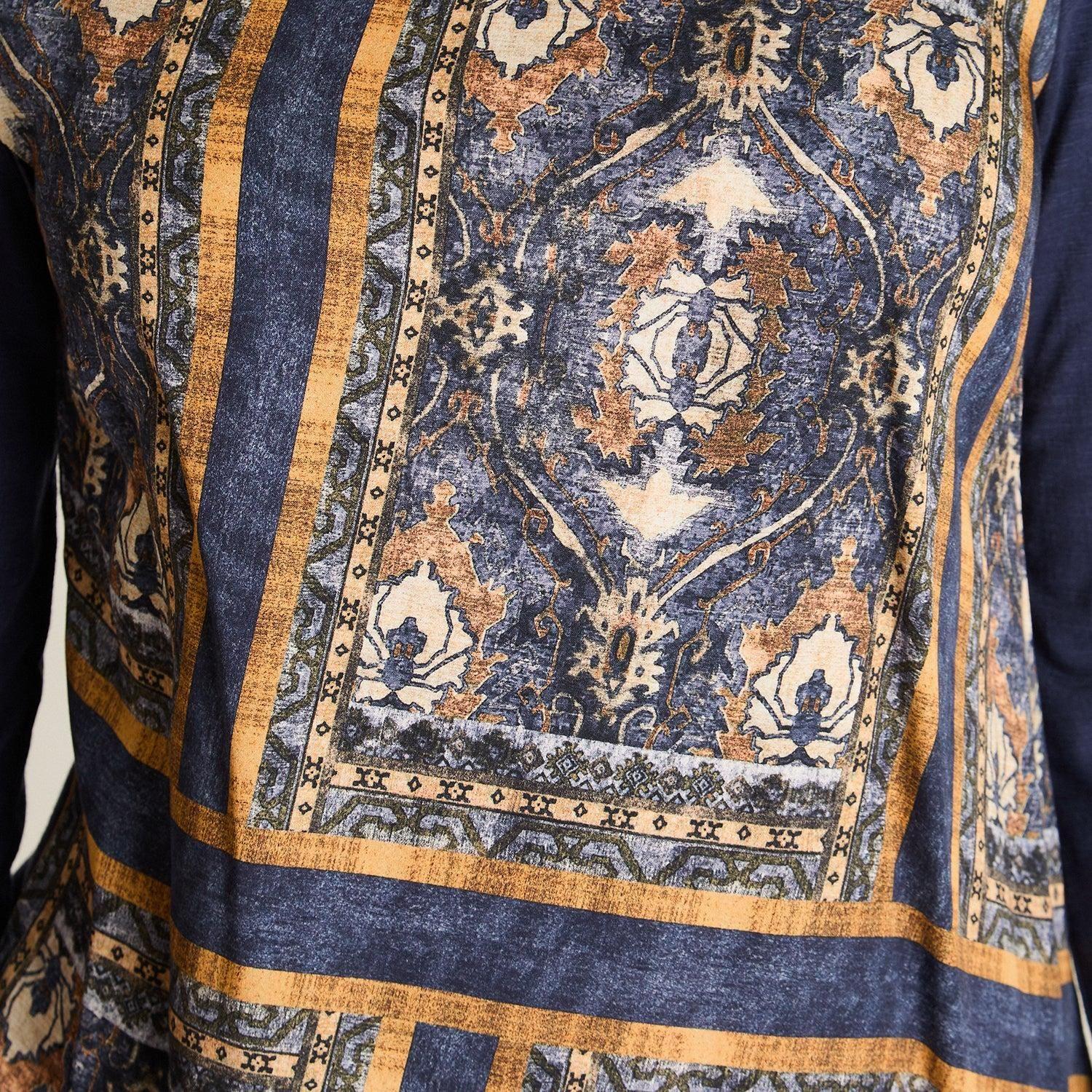 Polera Azul Mix Fabric Escote Redondo con Lurex-2